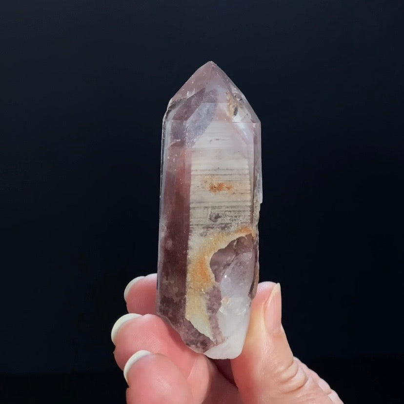 Red Hematite Double Phantom Sunset Quartz Dow Crystal - Tamil Nadu, India