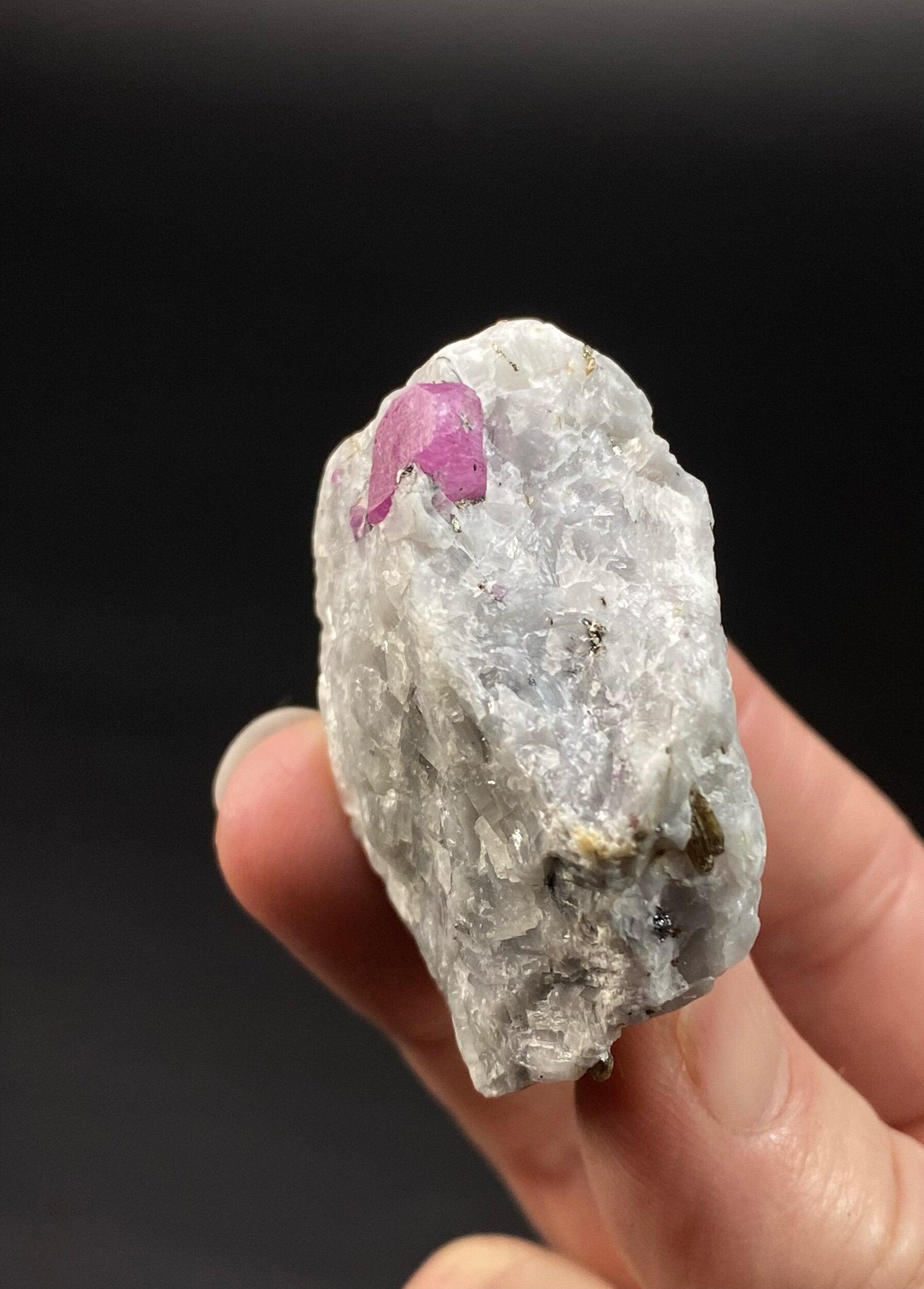 Pseudo Octahedral Natural Ruby Crystals on Marble Matrix, Jegdalek, Afghanistan