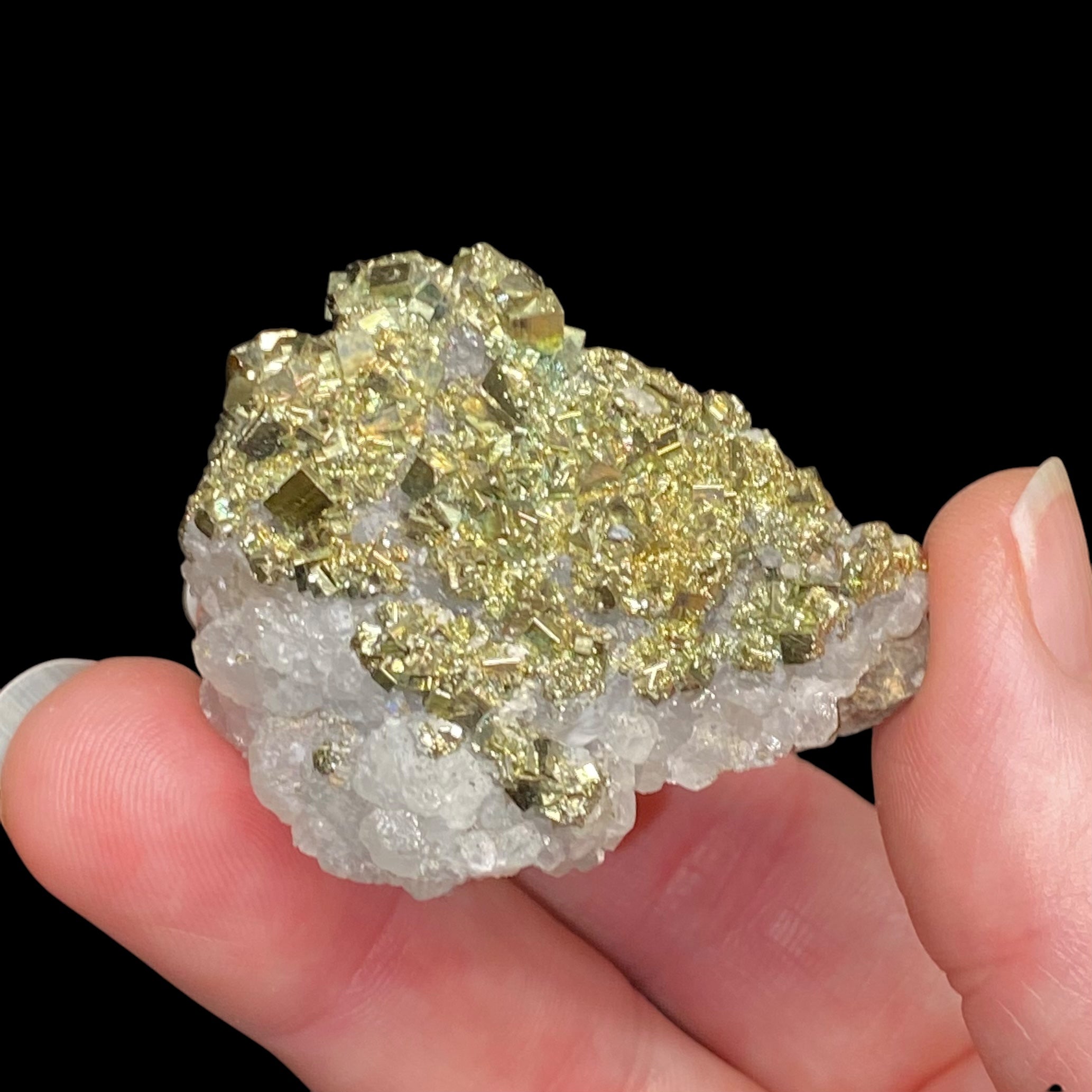 Pyrite with Fluorescent Calcite from Trepca Mine Complex, Mitrovica, Kosovo