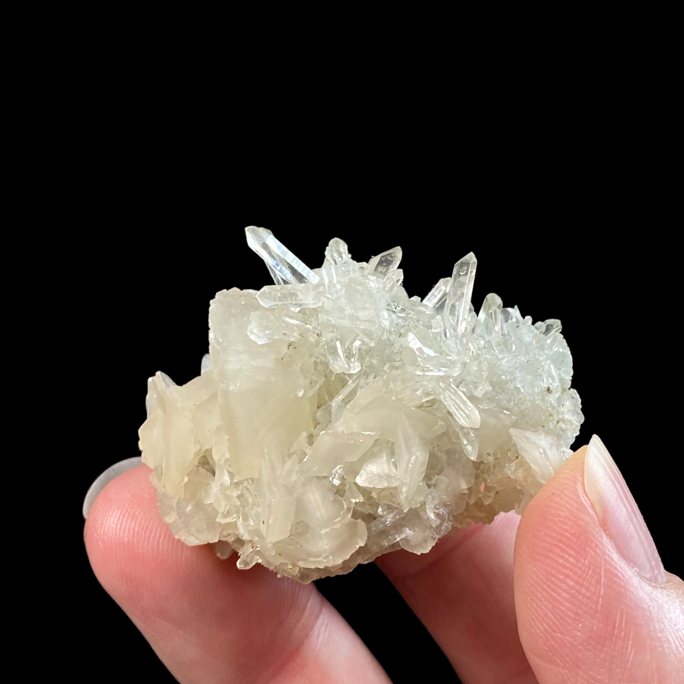 Fluorescent Calcite Cluster with Quartz from Trepça Mines, Kosovo