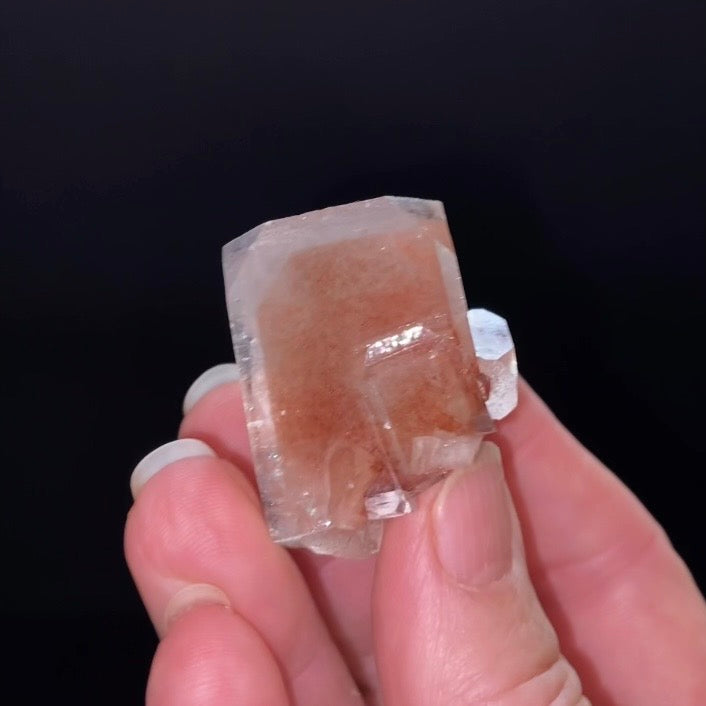 Clear Pseudo Cubic Apophyllite Crystal Red Hematite Phantom - High Vibration Crystals and Minerals