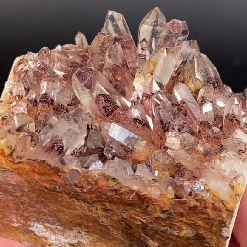 Red Hematite Phantom Sunset Quartz Cluster