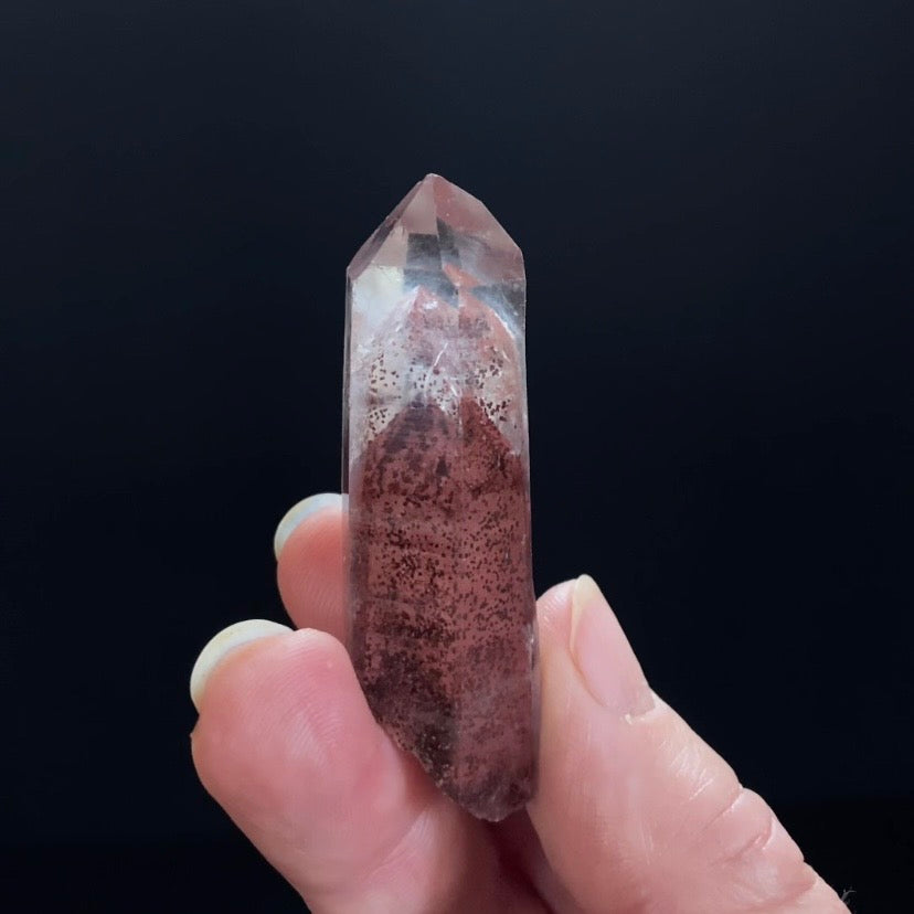 Red Hematite Double Phantom Sunset Quartz Crystal - Tamil Nadu, India