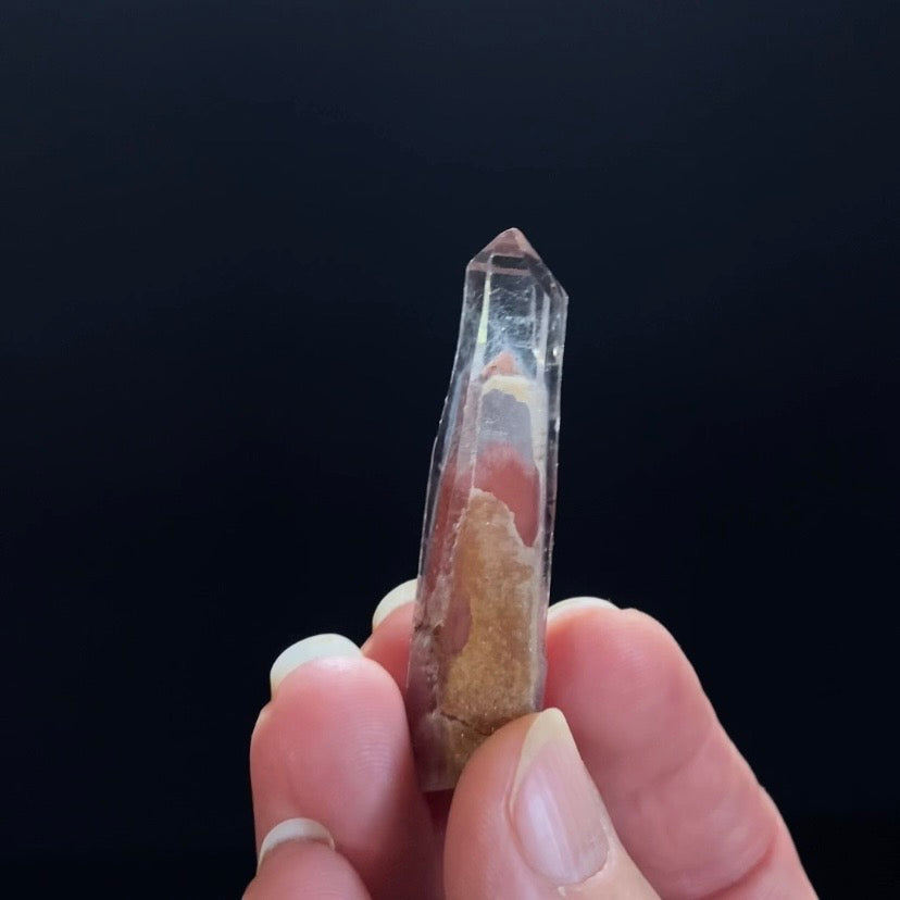 Red Hematite Double Phantom Sunset Quartz Crystal - Tamil Nadu, India
