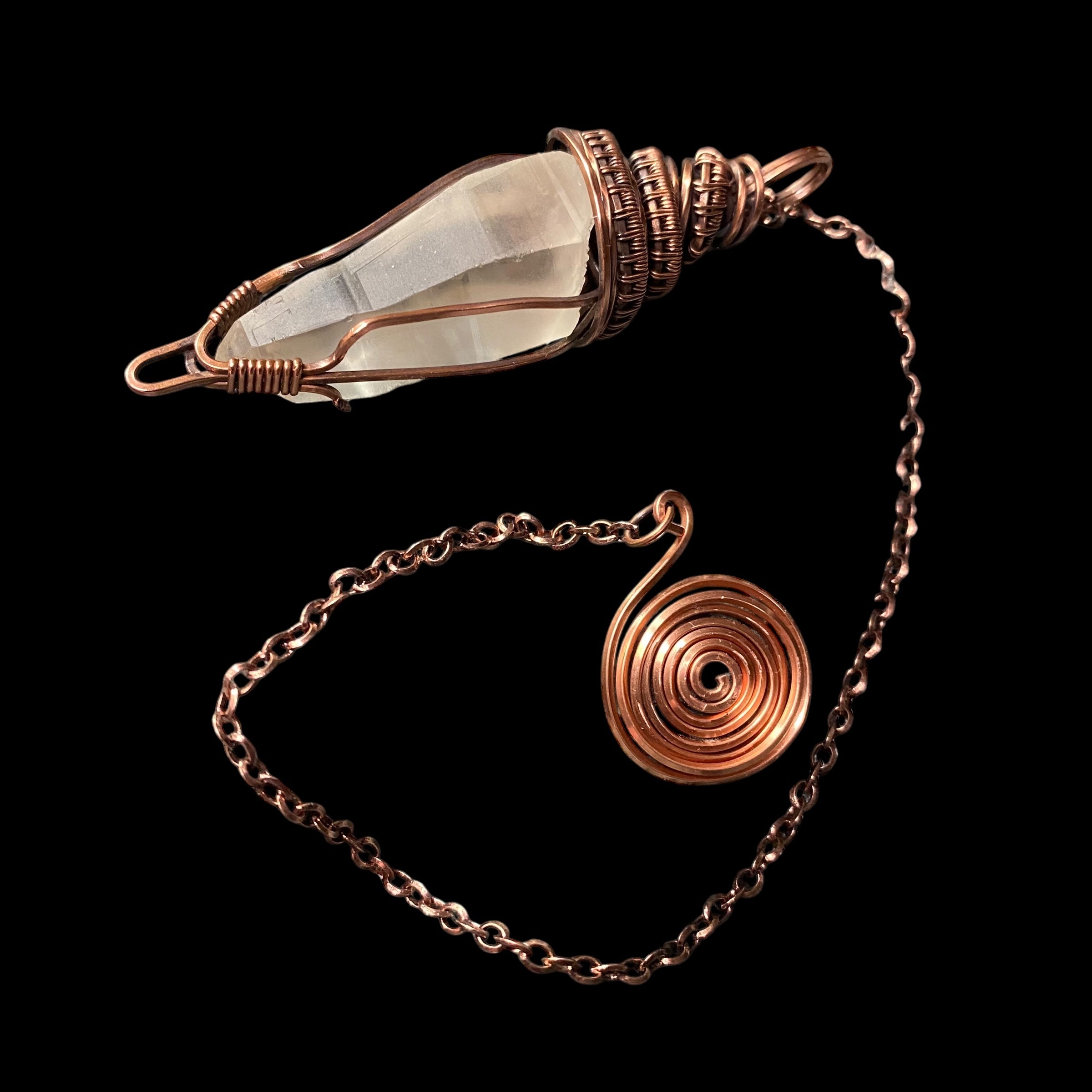 Himalayan Quartz Crystal & Copper Wire Wrapped Pendulum