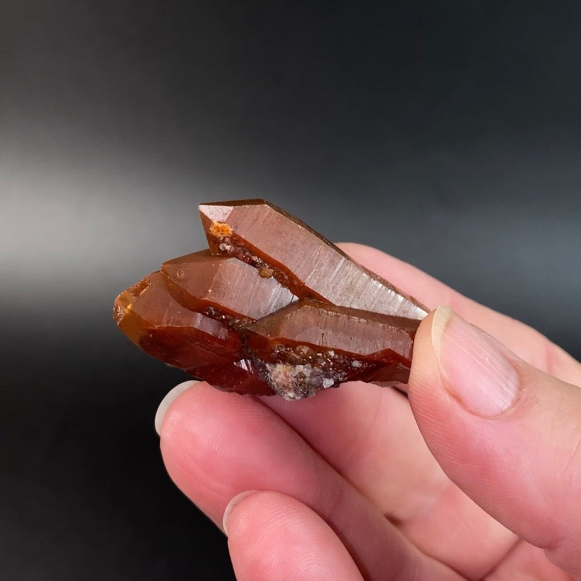 Red Hematite Quartz Crystal Specimen from Tourash, Morocco