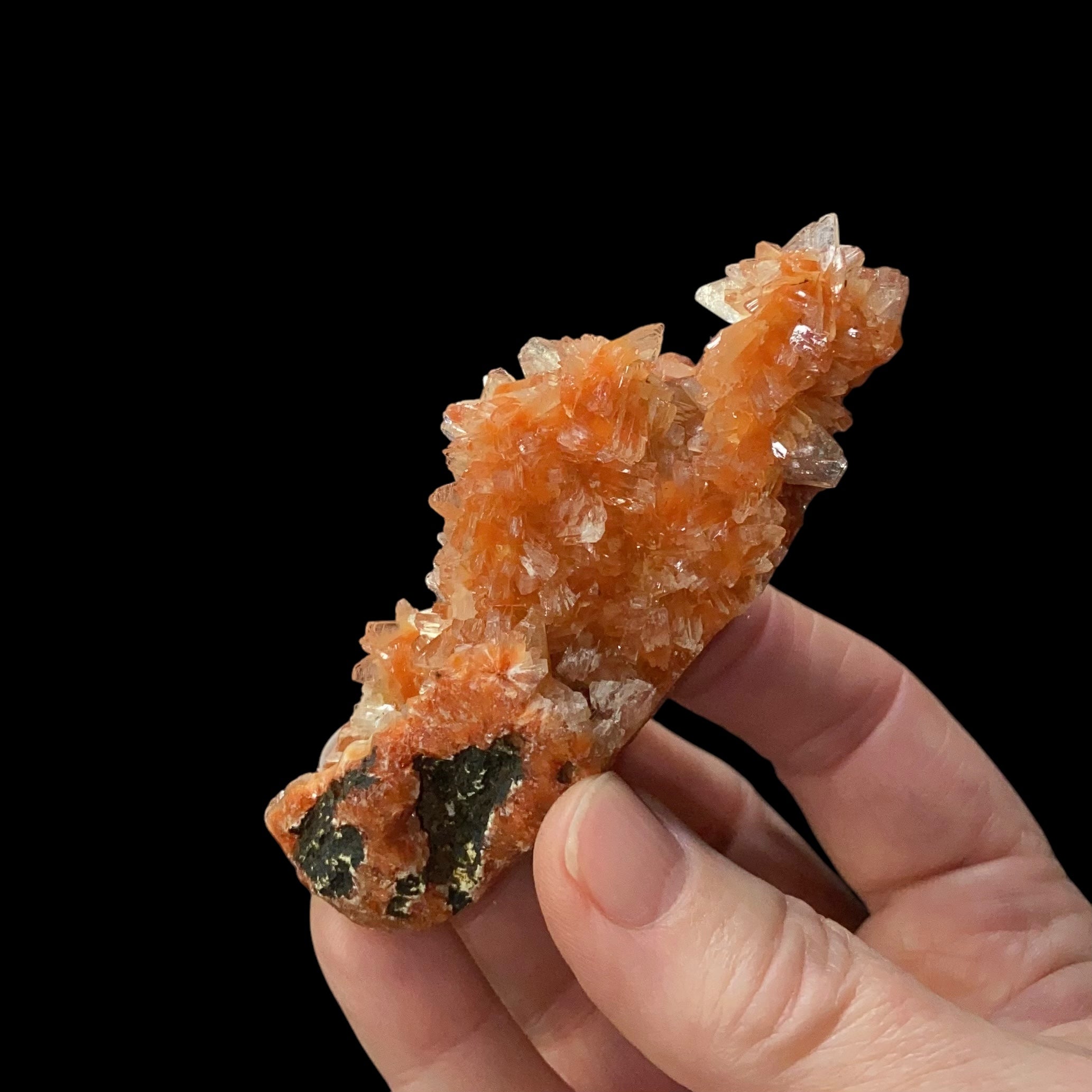 Orange & Clear Heulandite Fan Crystal Cluster