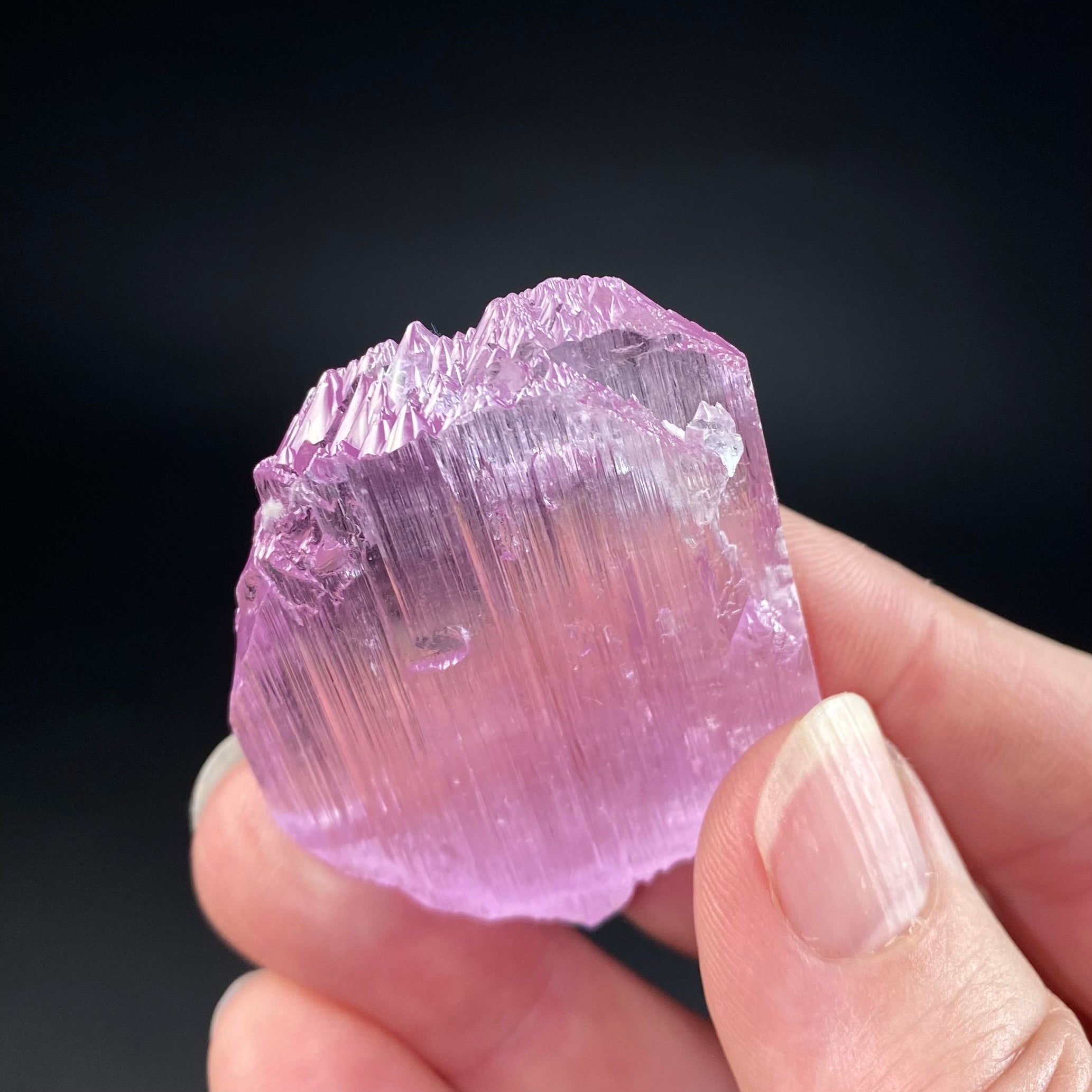 Pink Kunzite Spodumene Crystal, Fluorescent with Multiple Terminations