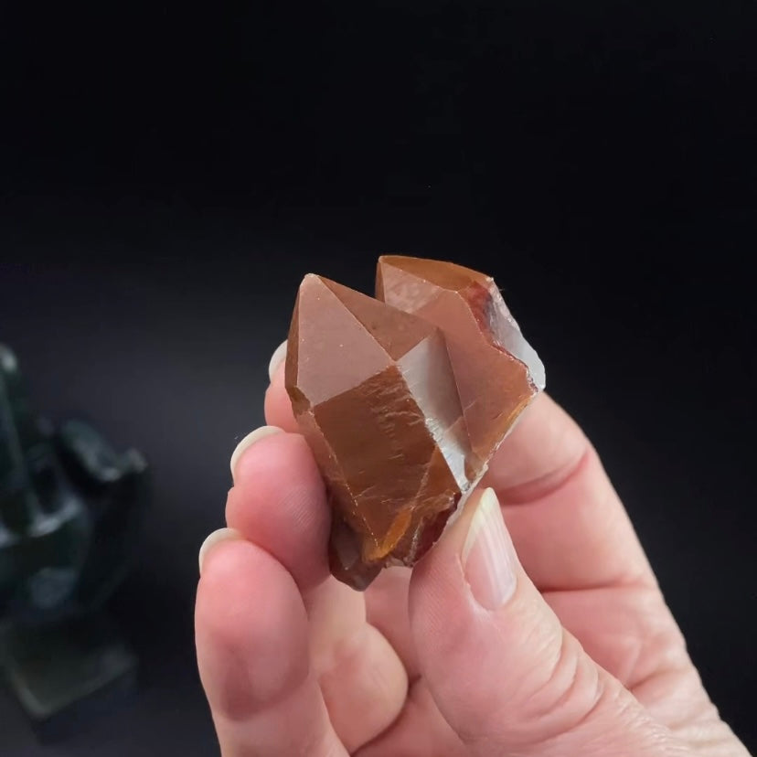 Red Hematite Quartz Crystal Specimen from Tourash, Morocco