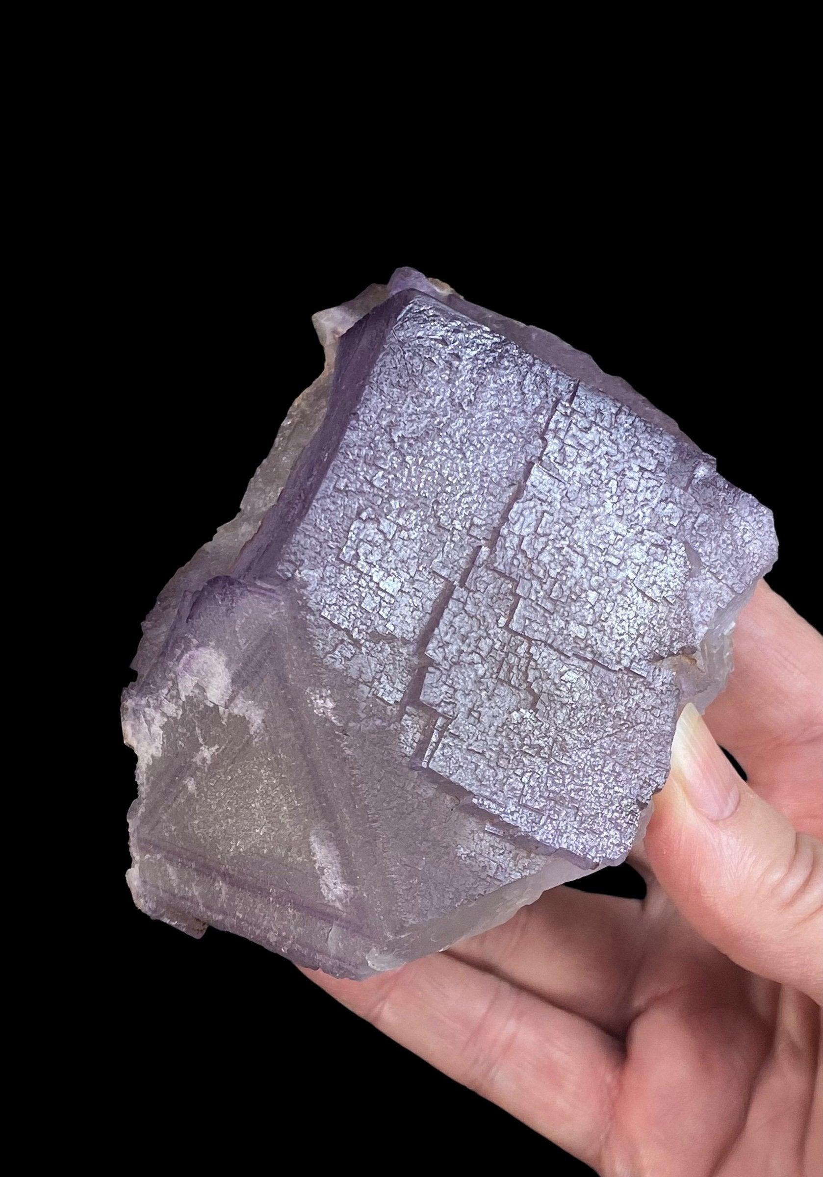 Purple Fluorite Cube Cluster with Color Zoning and Unique Triangle