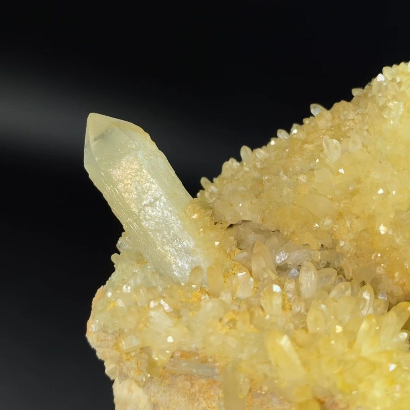 Unique Golden Quartz Specimen with Druzy Quartz on Matrix