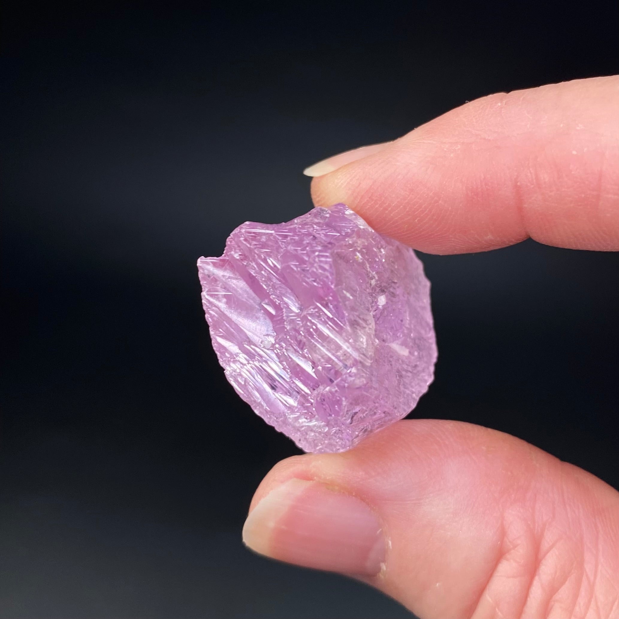 Pink Kunzite Spodumene Crystal, Fluorescent with Multiple Terminations