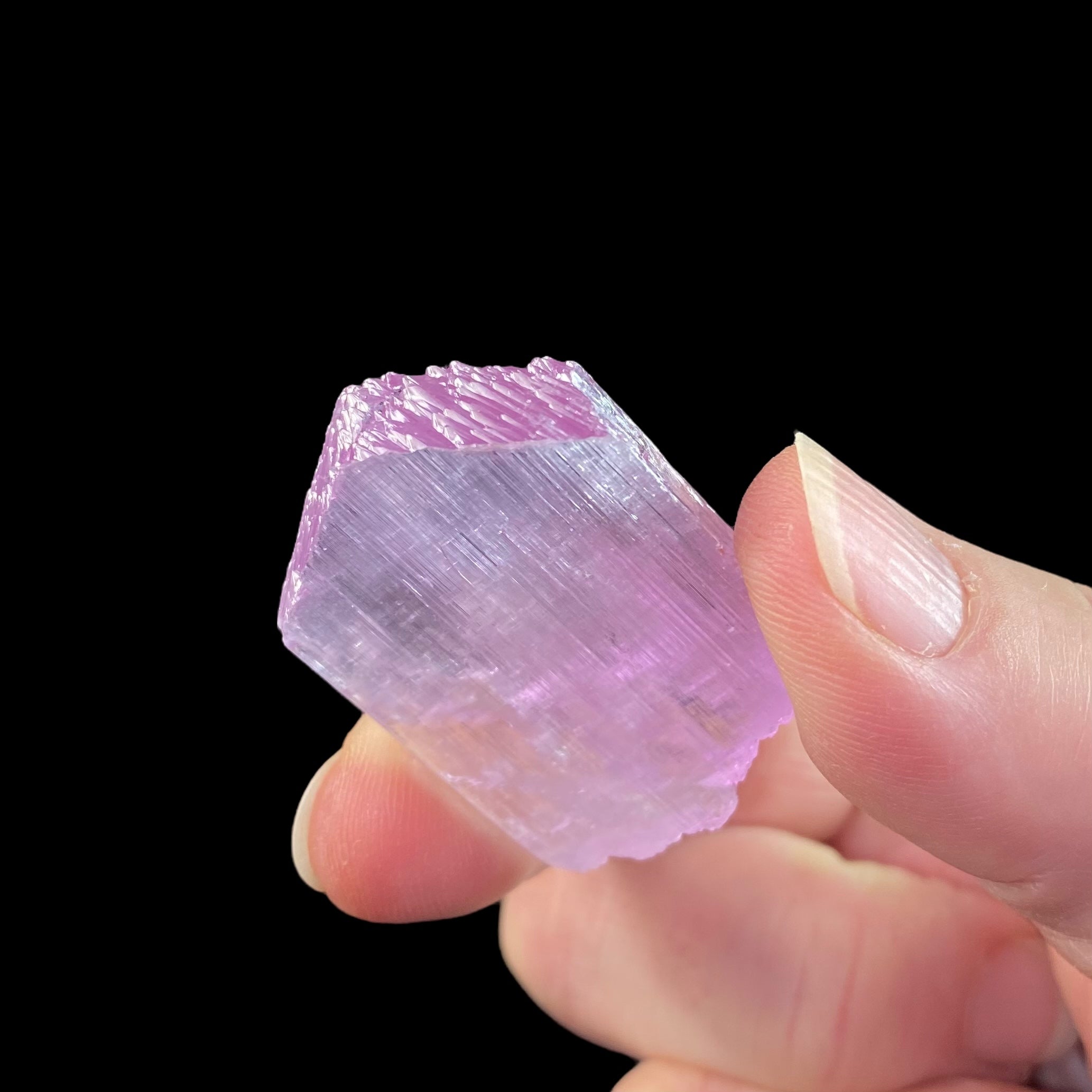 Pink Kunzite Spodumene Crystal, Fluorescent with Multiple Terminations