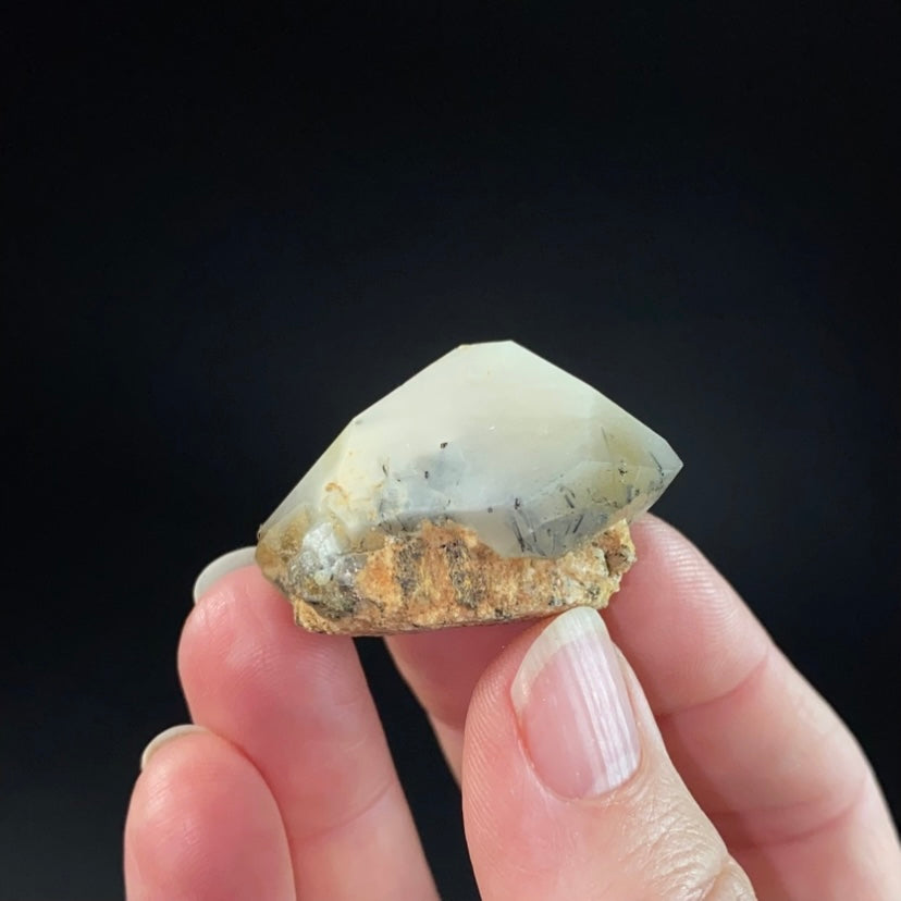Double Terminated Astrophyllite and Aegirine Included Quartz Crystal Zagi Mountain, Pakistan