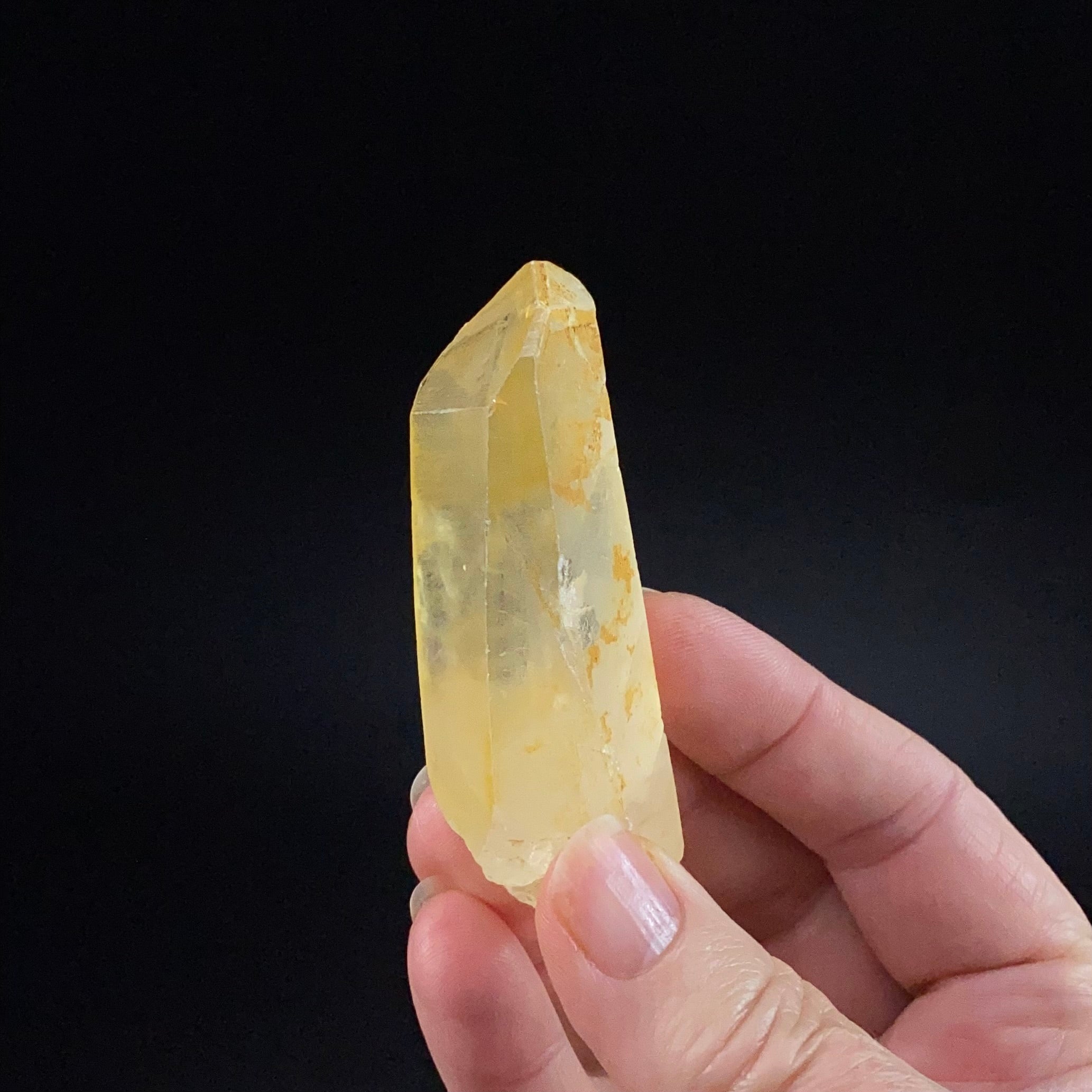 Golden Quartz Crystal with Natural Yellow Iron Oxide Surface Coating