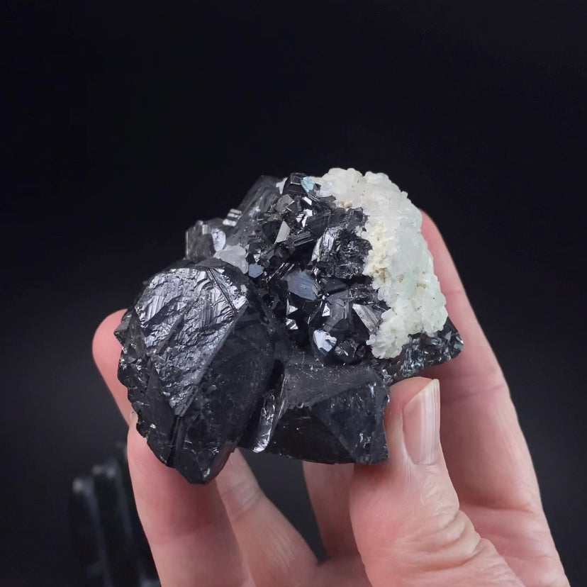 Sphalerite Cluster with Fluorescent Calcite & Minor Pyrite from Trepça Mines