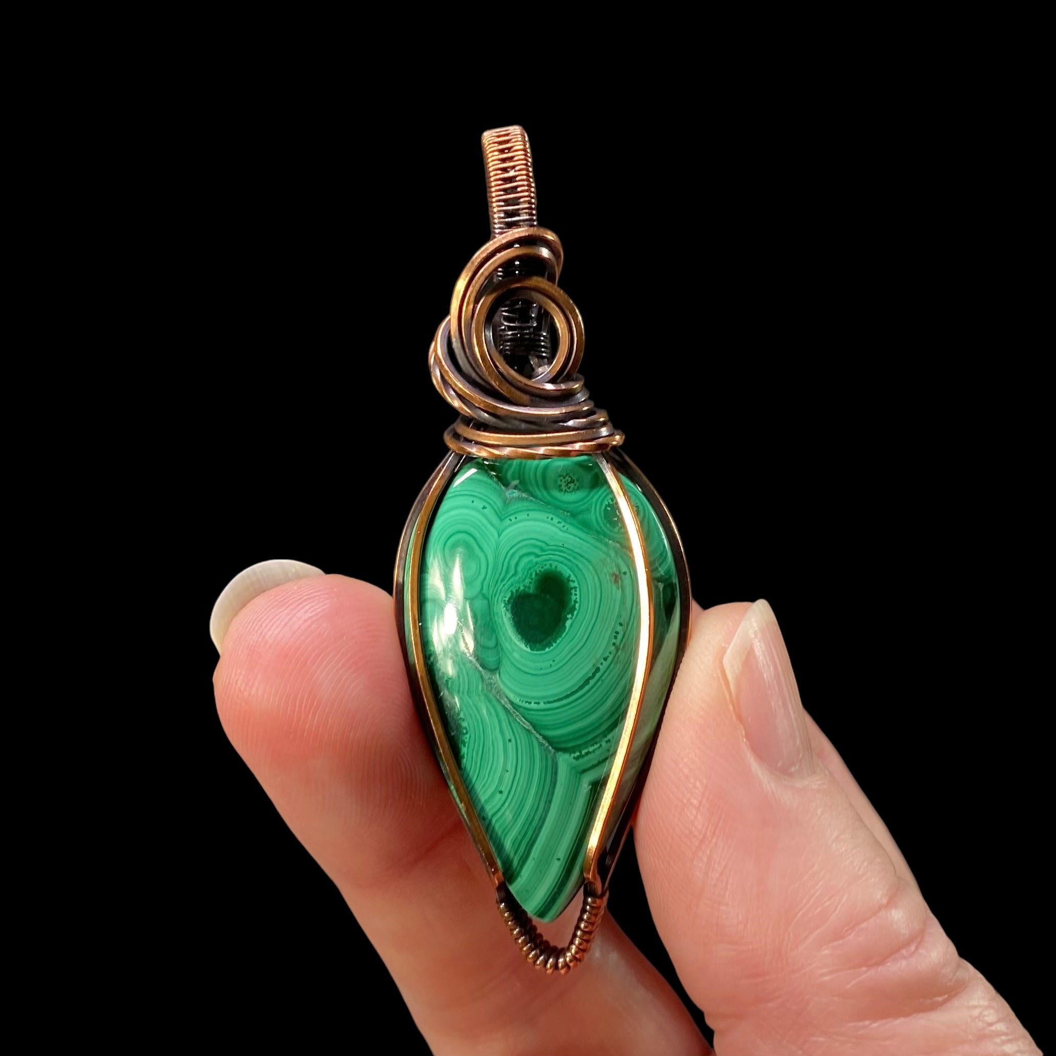 Malachite & Copper Wire Wrapped Pendant