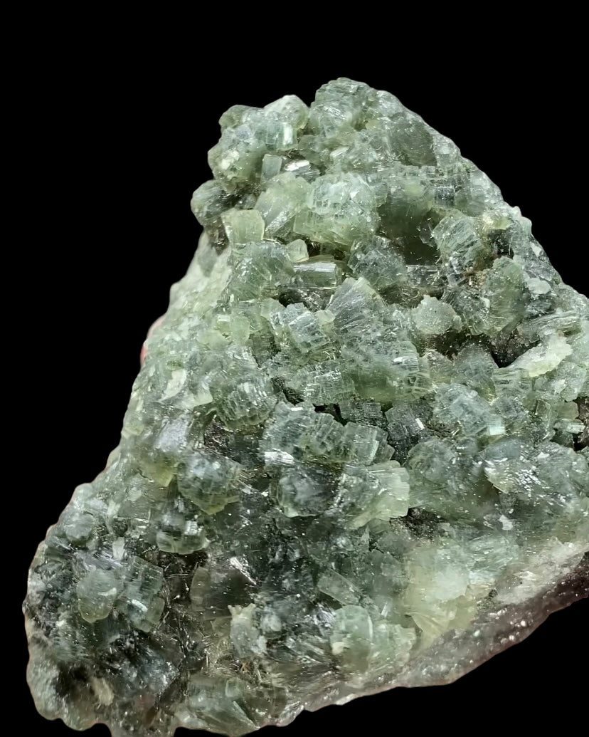 Deep Green Prehnite Cluster with Fine Needle Crystals