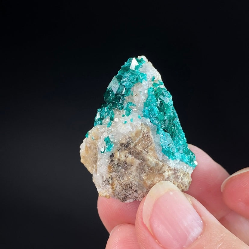 Dioptase Crystals on Quartz Rich Matrix from Kazakhstan