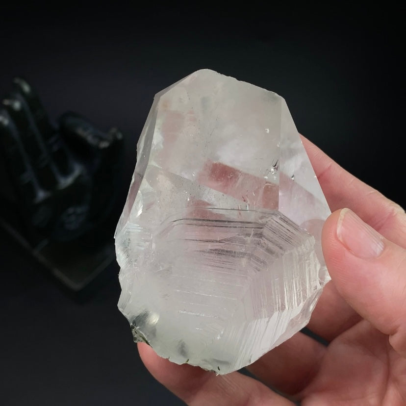 Quartz Crystal with Dark Green Epidote Crystals