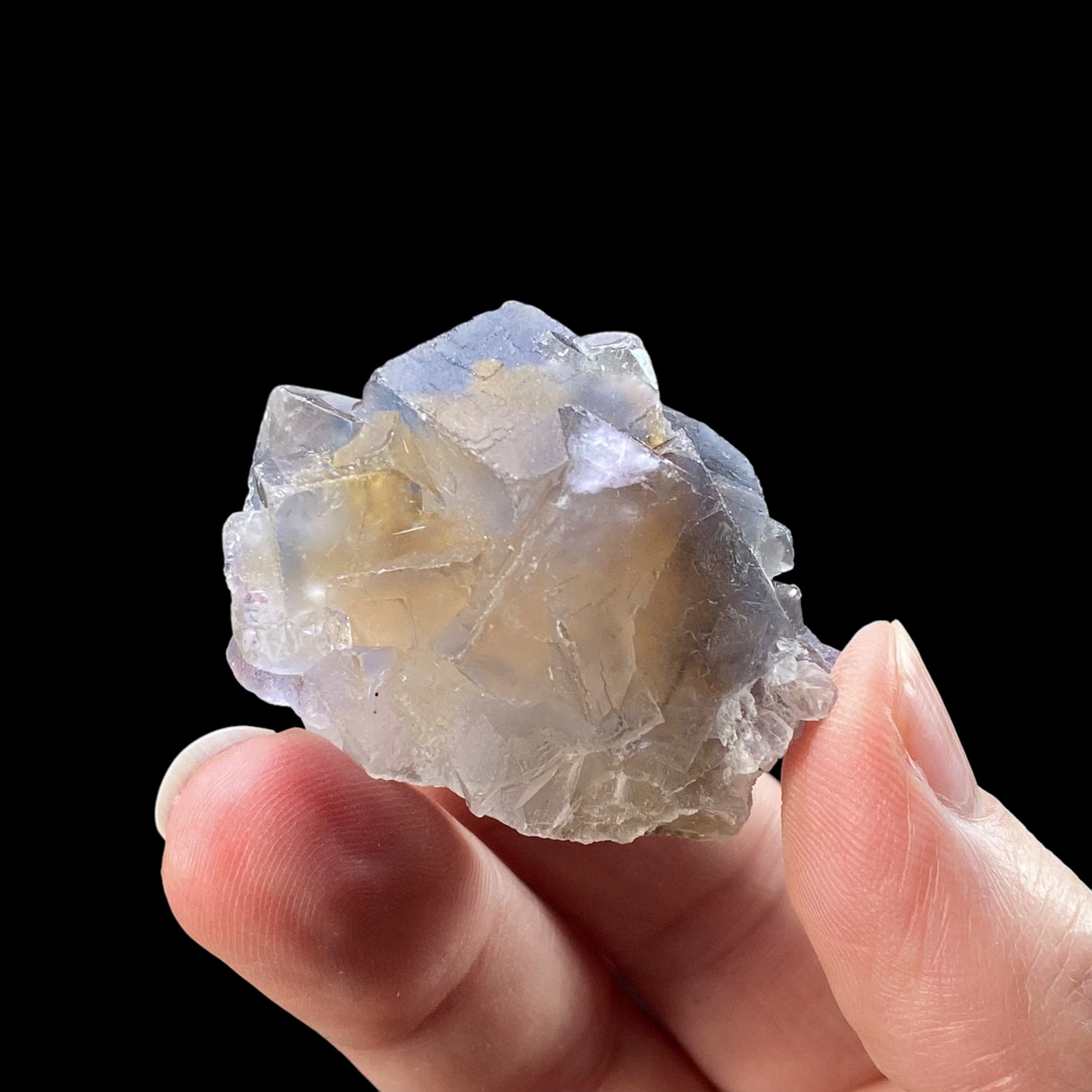 Blue and Purple Fluorite Cube Cluster with Tan Color Inclusions