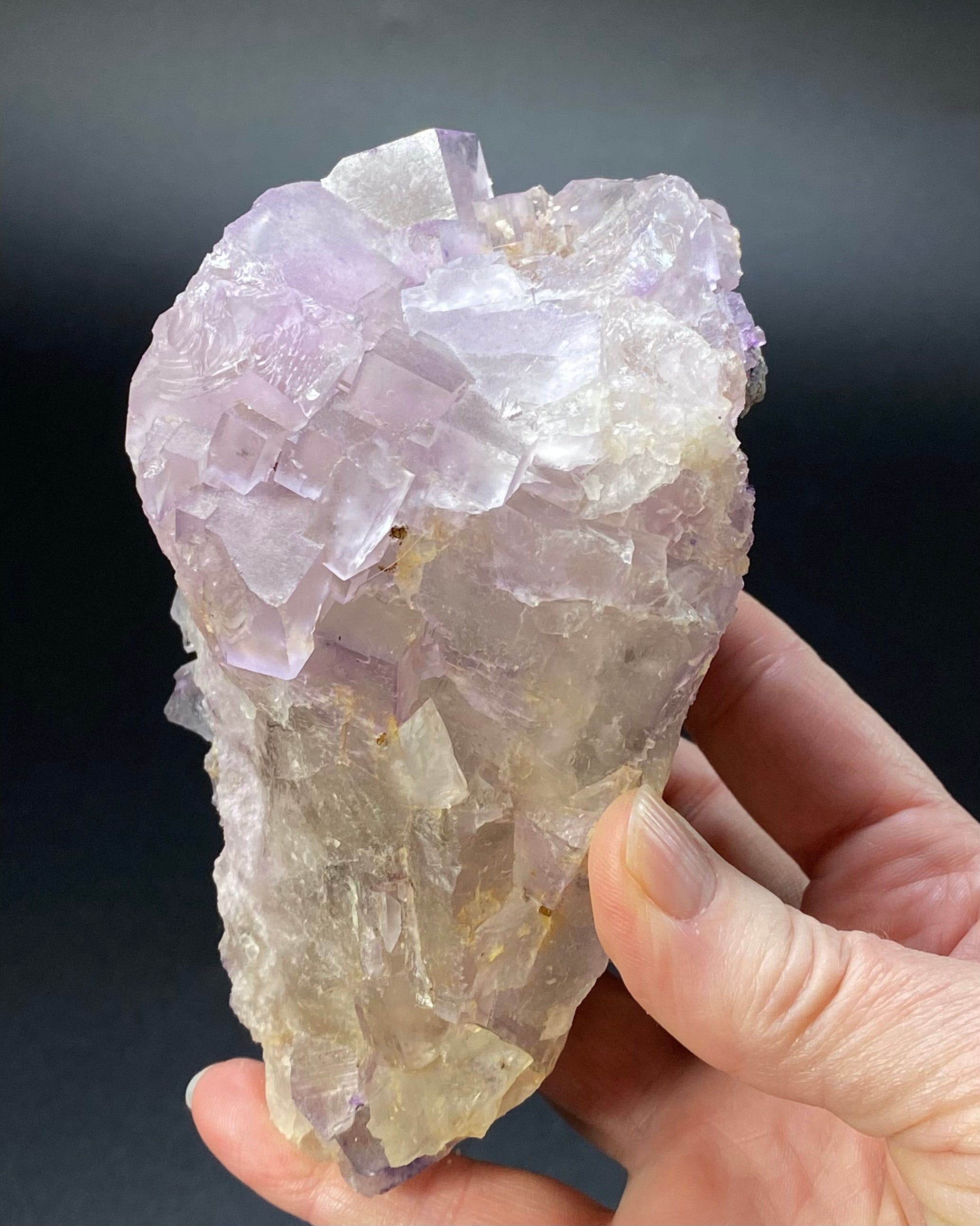 Cubic Pale Purple and Gray Fluorite Crystal Cluster from Cave in Rock, Illinois