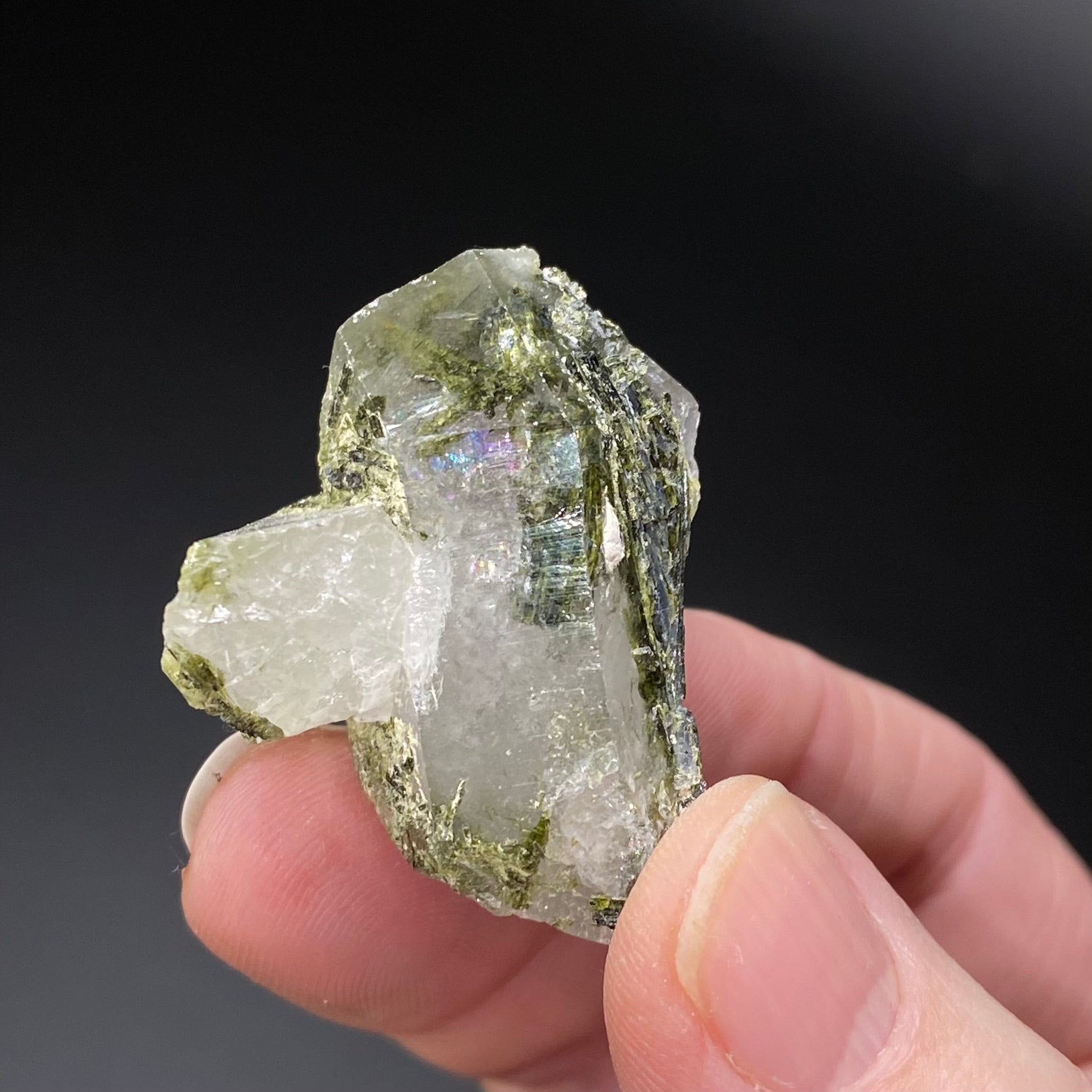 Epidote Included Quartz Crystal Lot of 8 Pieces