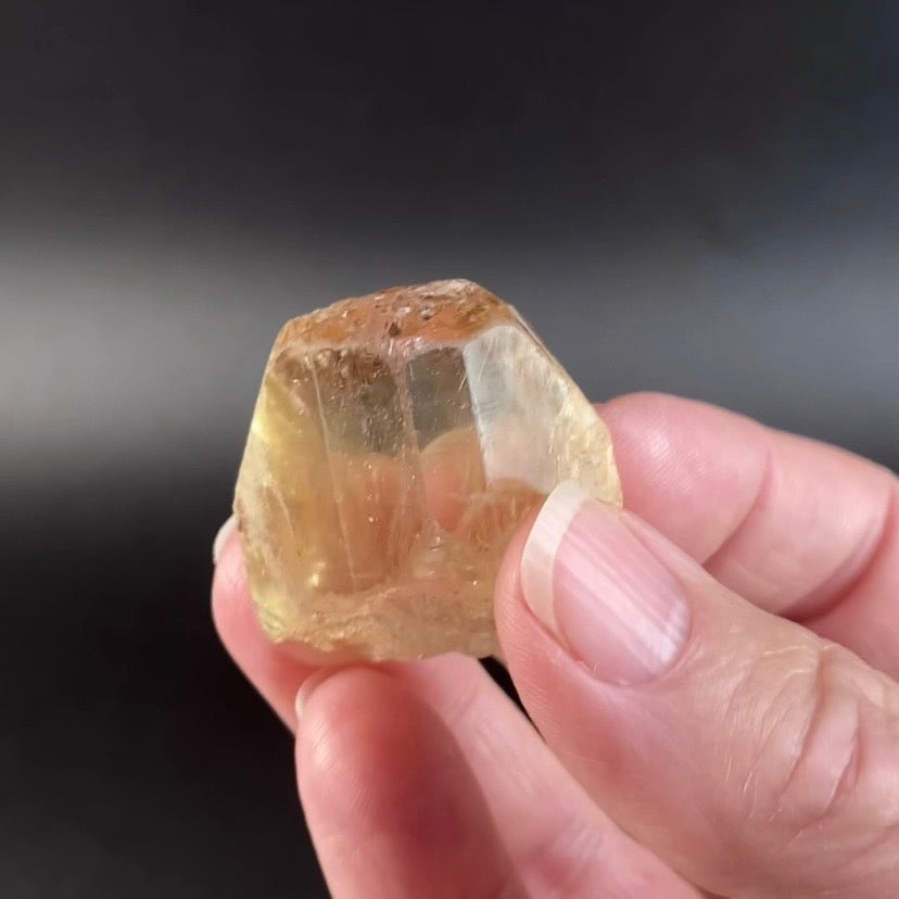 Champagne Topaz Crystal with Unique Etched Termination
