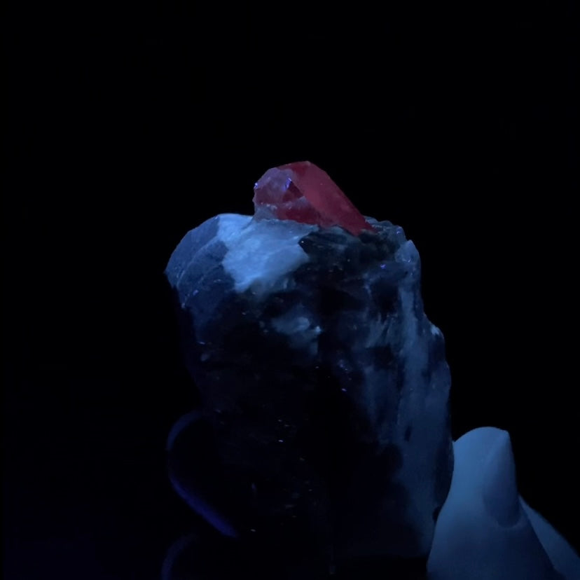 Grade A Peach Color Katlang Imperial Topaz Crystal on Matrix, Fluorescent