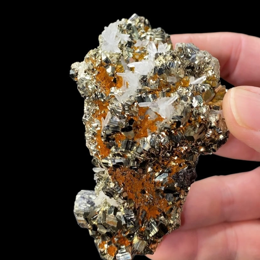 Pyrite After Pyrrhotite with Quartz, Bournonite & Calcite from Trepca Mine Complex, Kosovo