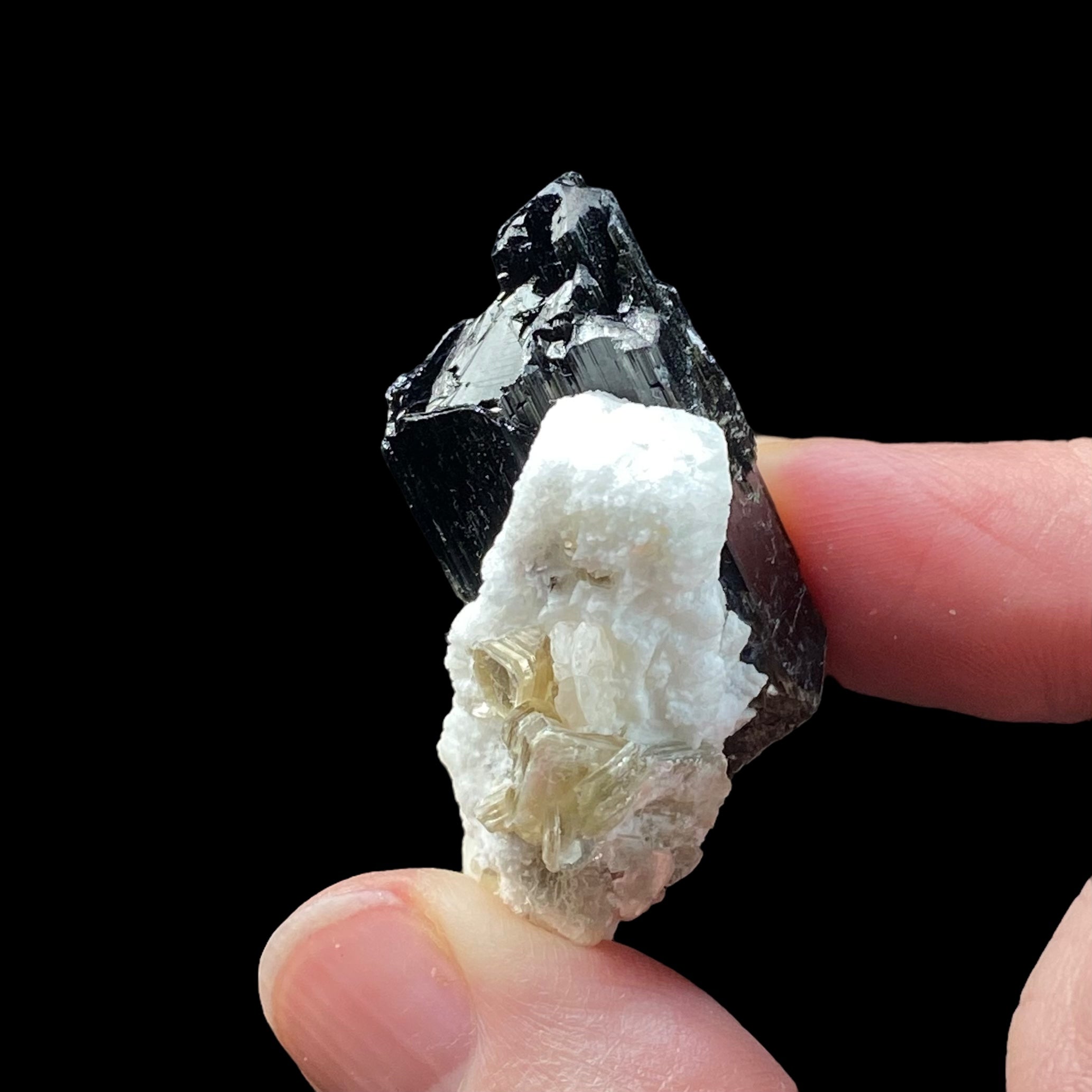 Green Tourmaline Crystal with Mica & Feldspar