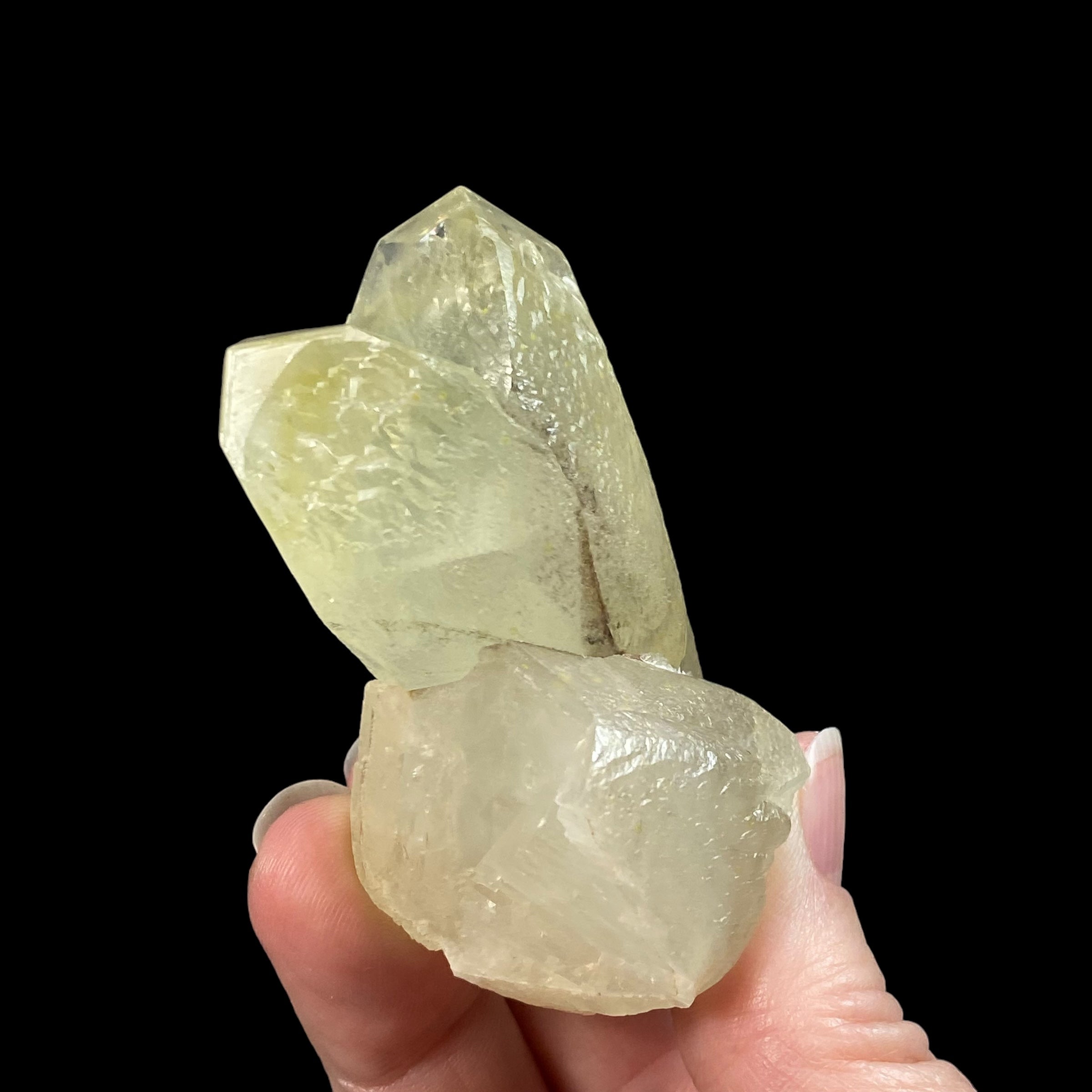 Inter-grown, Faint "Lemon" Yellow Twin Calcite Crystals