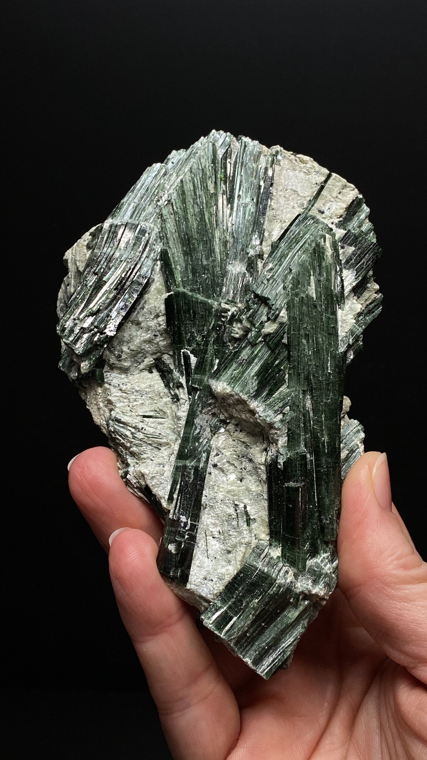 Diopside Crystals on Matrix