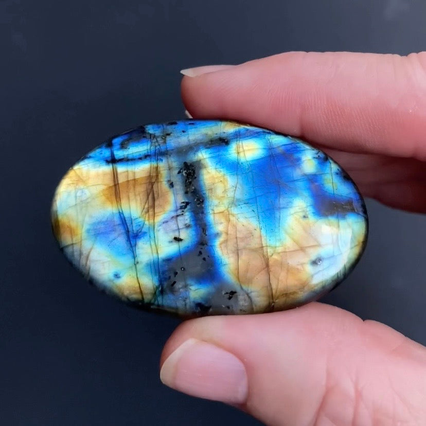 Blue & Gold Flash Labradorite Oval Shaped Cabochon