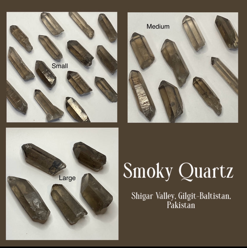 ONE (1) Clear Smoky Quartz Crystal Three Sizes Available