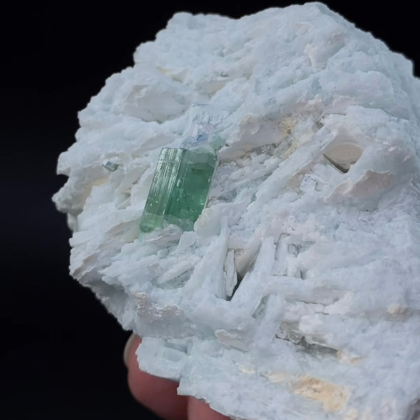 Green Tourmaline on Cleavelandite, Afghanistan