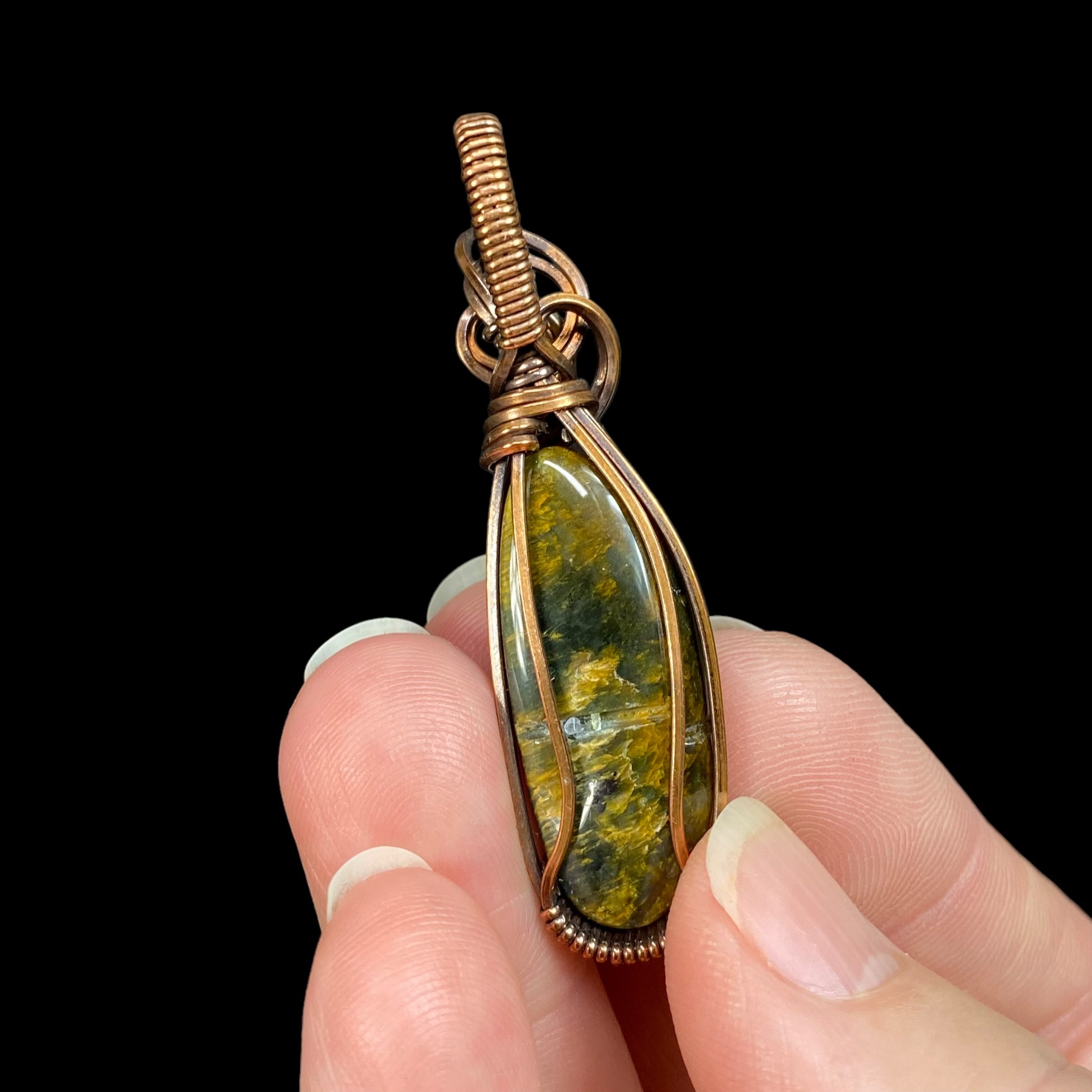 Tiger Eye & Copper Wire Wrapped Pendant