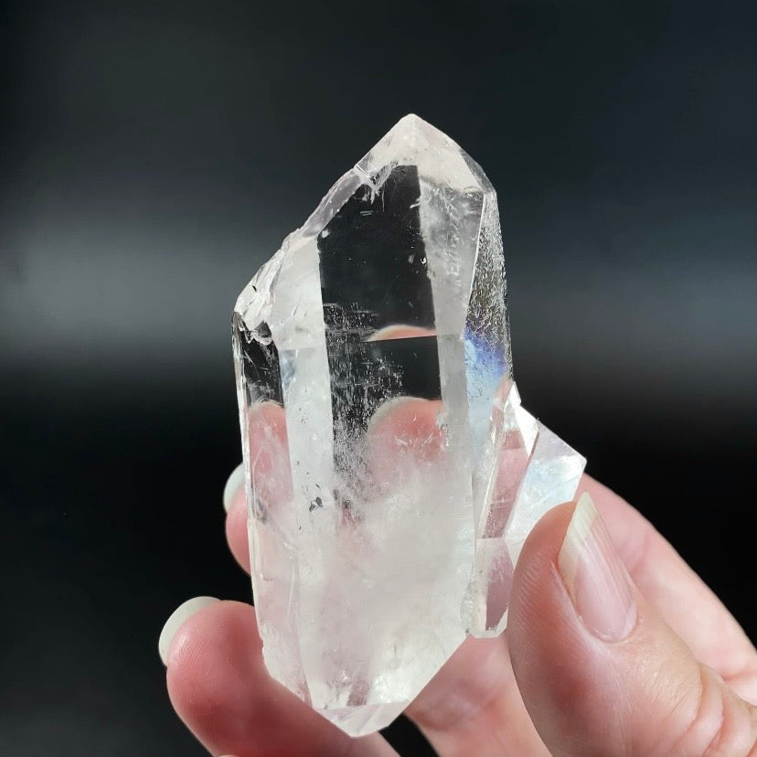 Water Clear Double Terminated Quartz Crystal with Starbrary Markings, Minas Gerais, Brazil