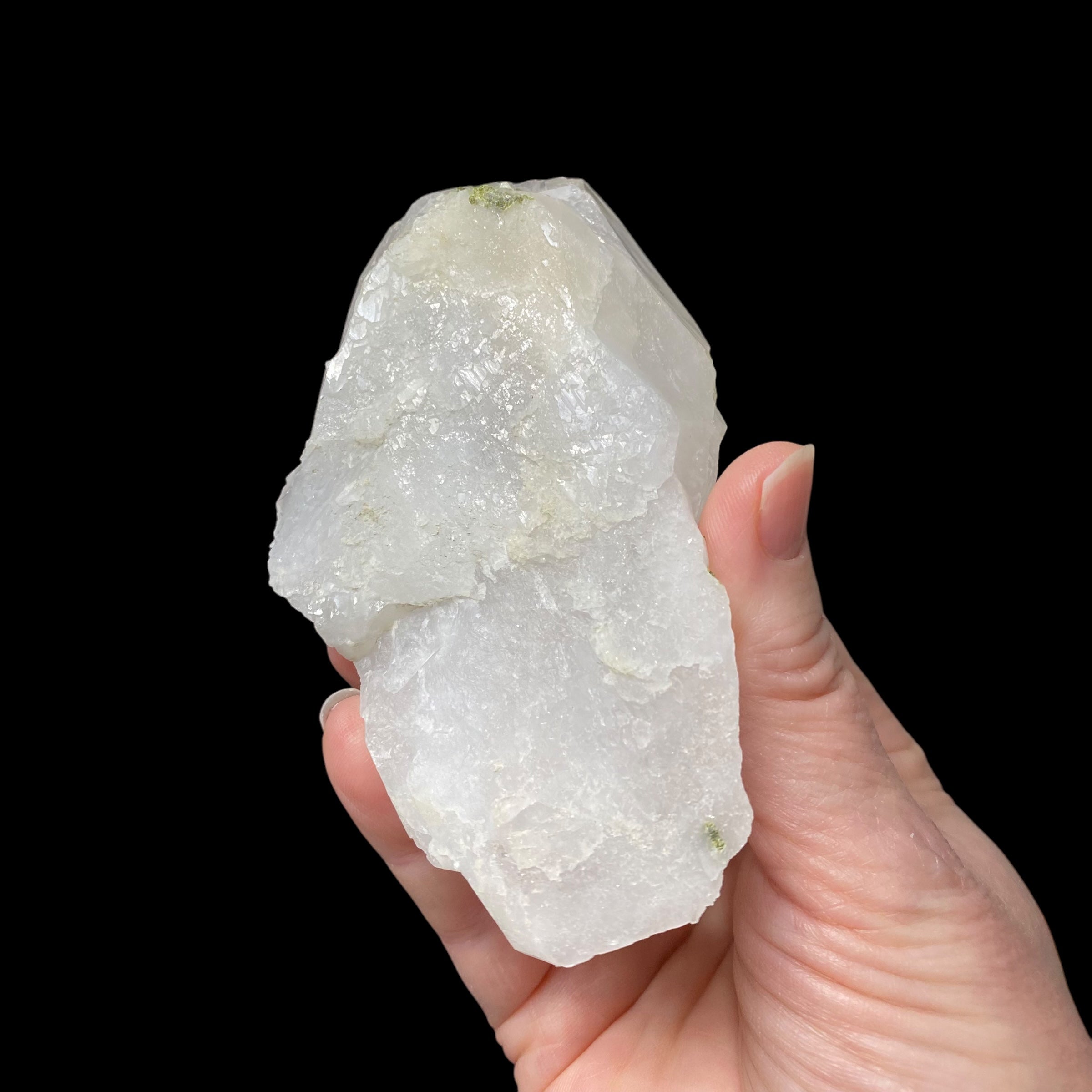 Quartz Crystal with Dark Green Epidote Crystals