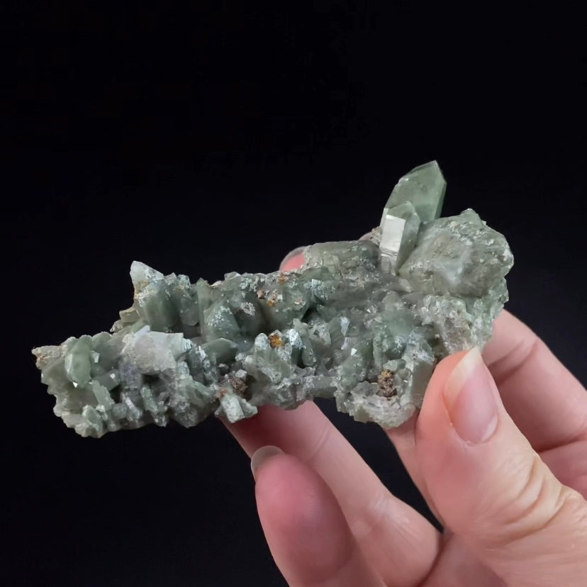 Lustrous Chlorite Included Quartz Cluster