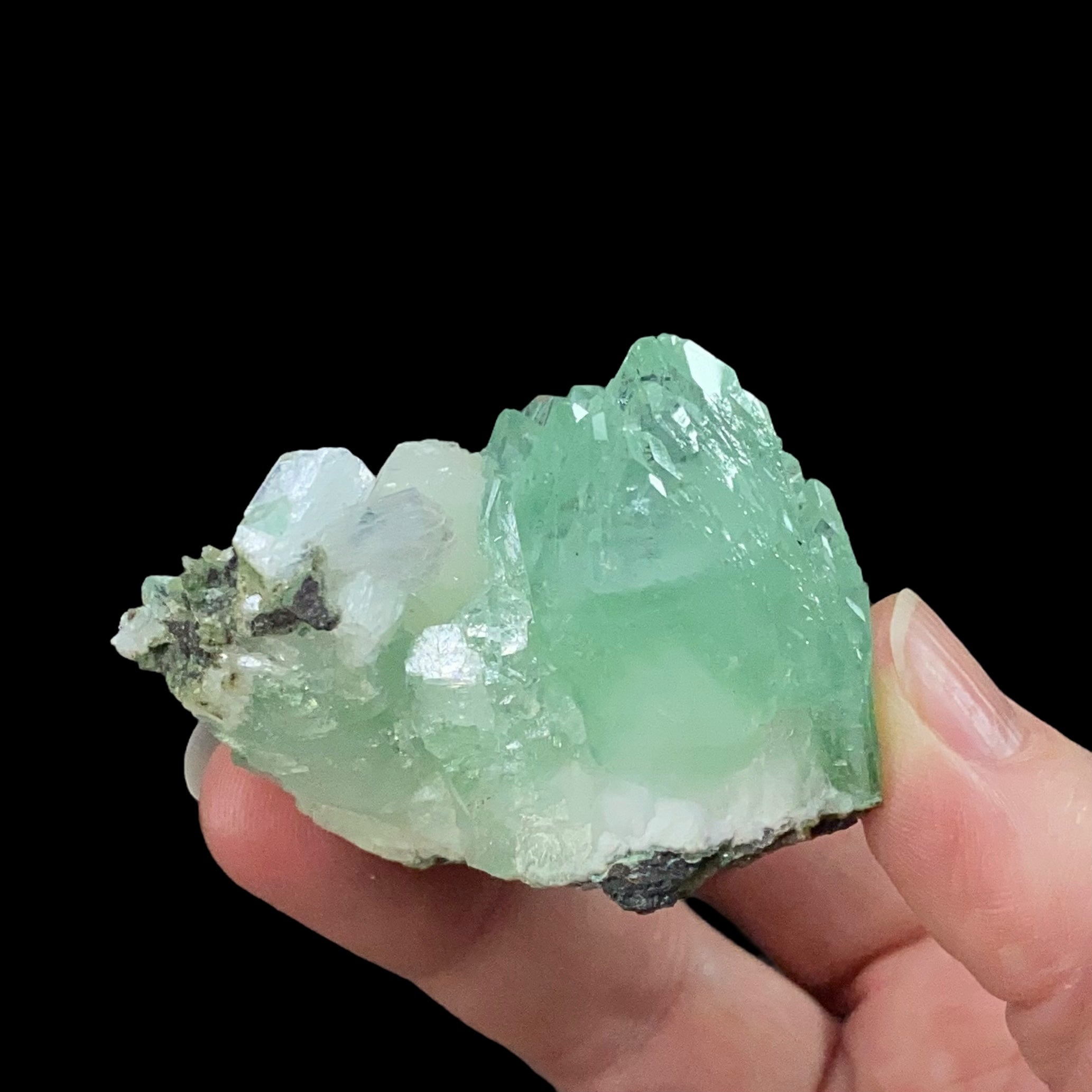 Green Apophyllite Crystal Cluster from Maharashtra, India