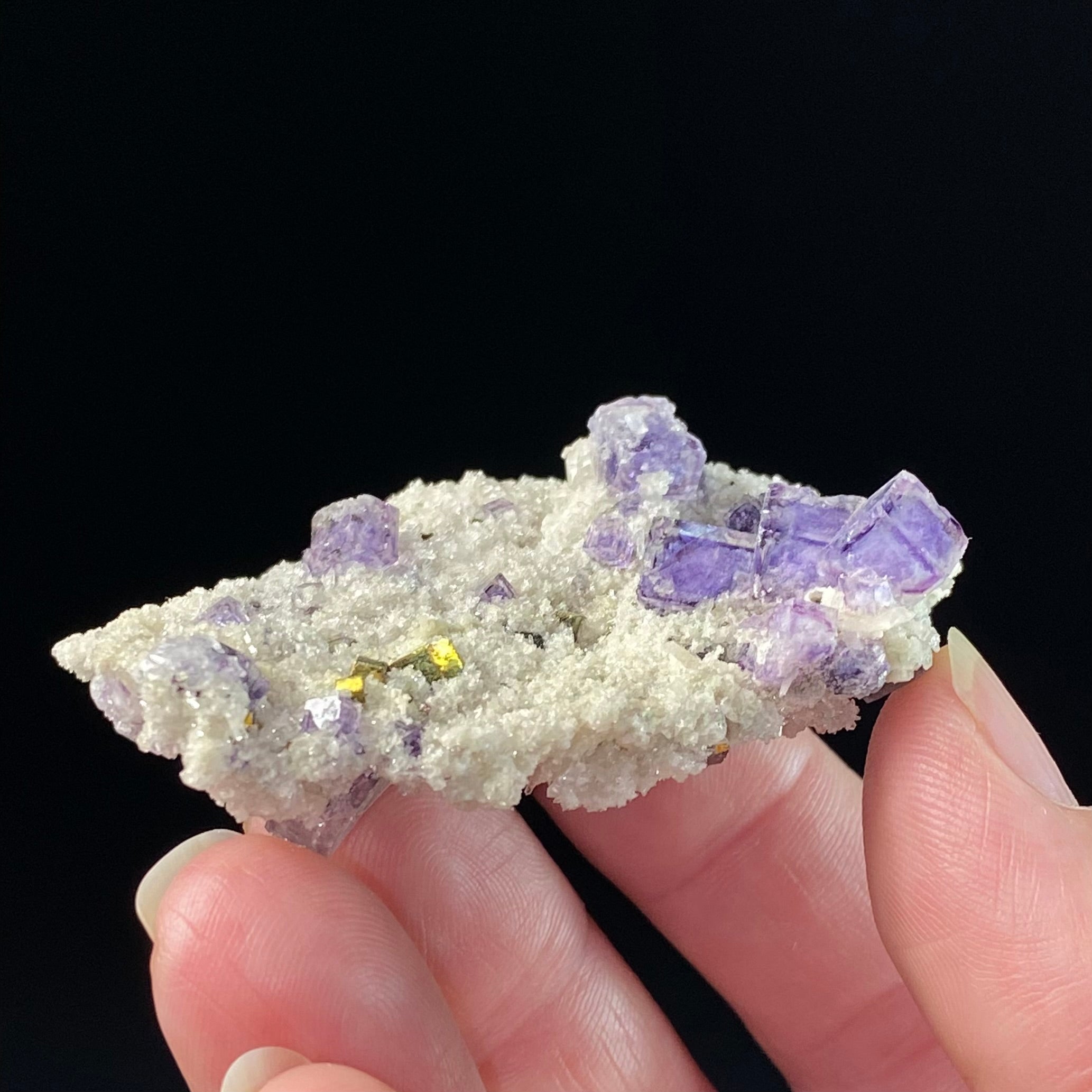 Cubic Purple Fluorite, Pyrite and Quartz Specimen, Shangbao Mine
