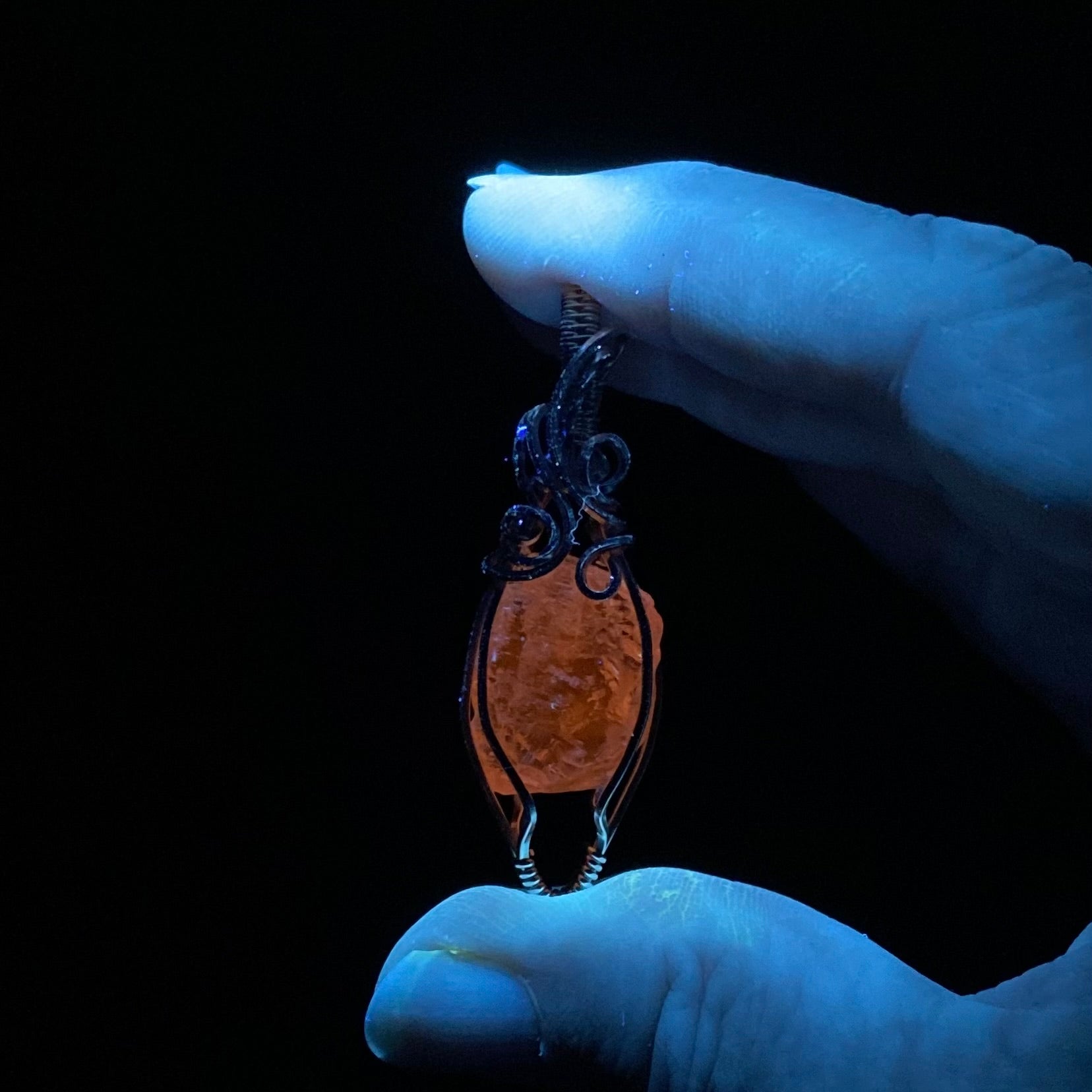 Fluorescent Spodumene Kunzite & Sterling Silver Wire Wrapped Pendant