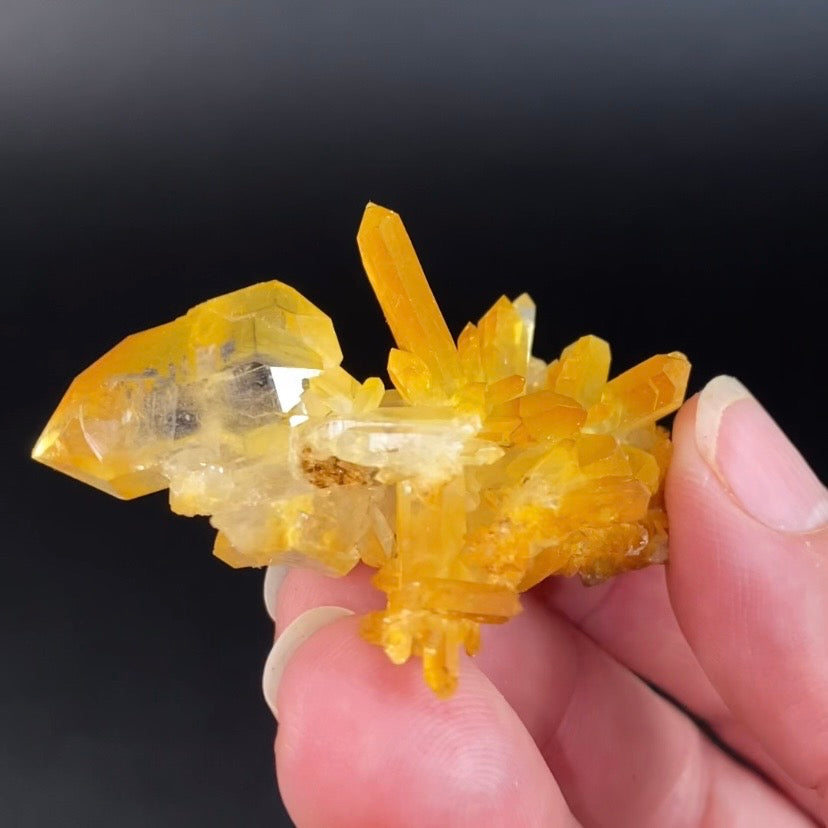 Golden Quartz Crystal Cluster with Natural Rainbow Iridescent Iron Oxide Surface - Natural Crystals