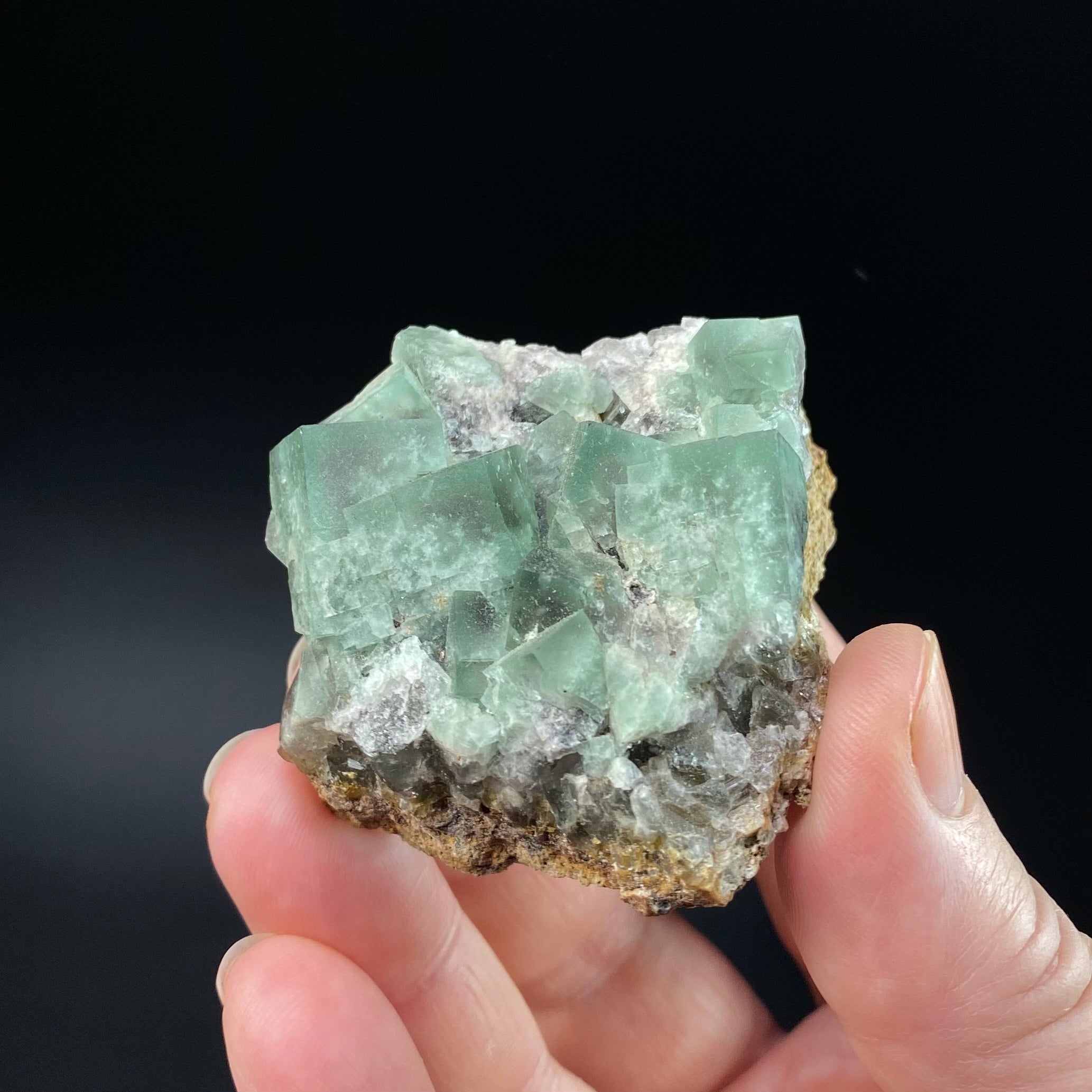 Diana Maria Mine Green Cubic Fluorite Cluster with Blue and White Fluorescence