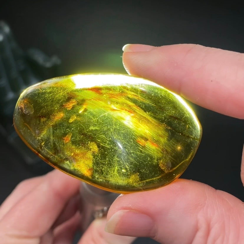 Polished Amber with Inclusions from Cimitarra, Colombia