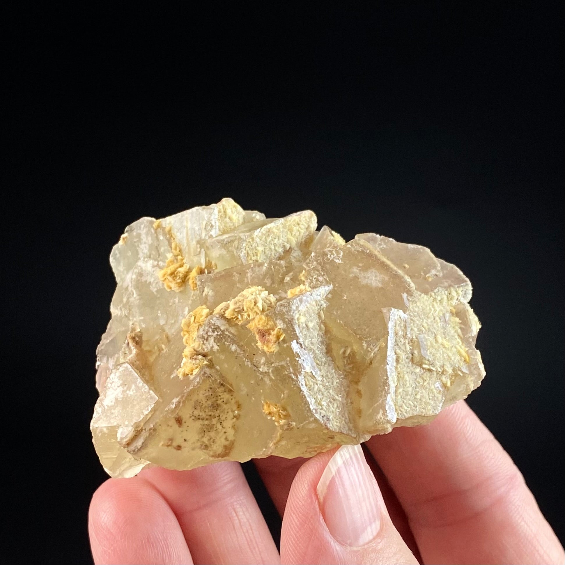 Yellow Cubic Fluorite Cluster with Barite, El Hammam Mine
