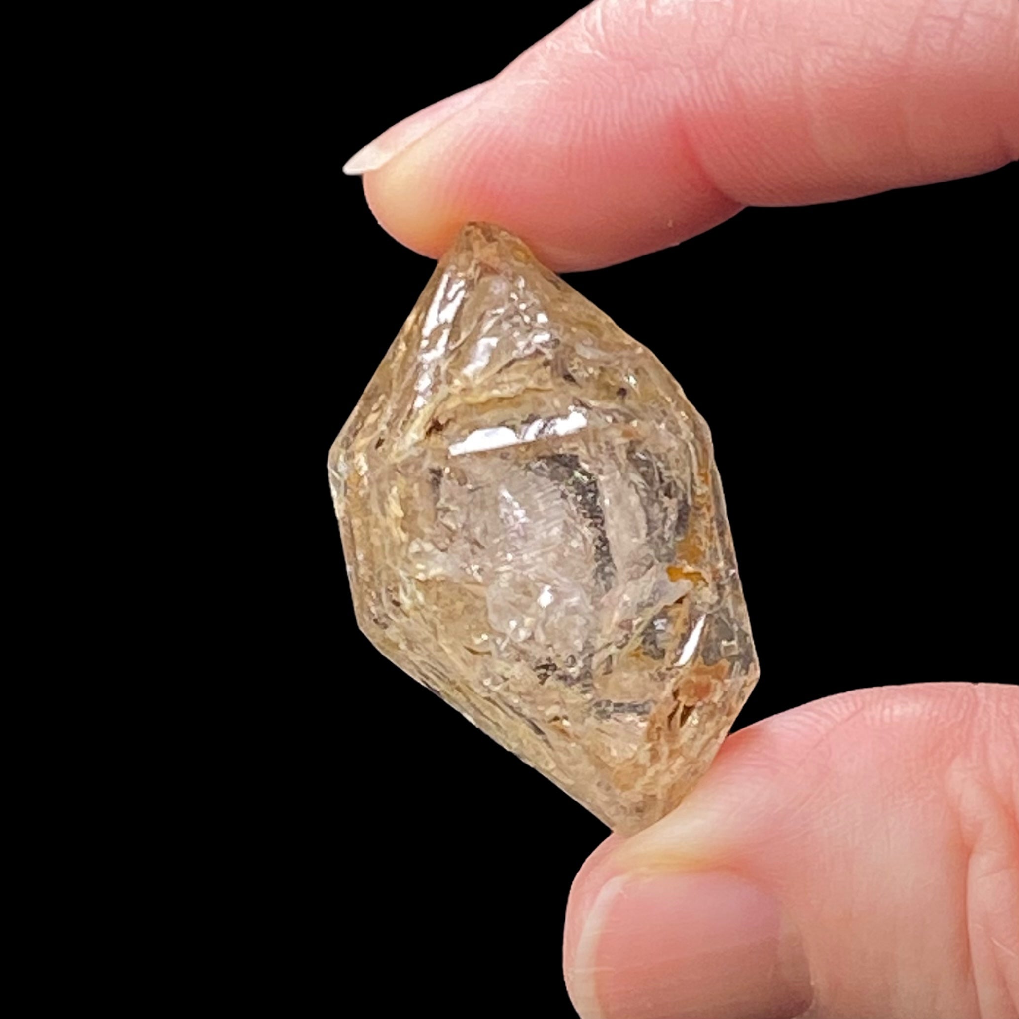 Double Terminated Fenster Quartz Crystal with Fluorescent Inclusions