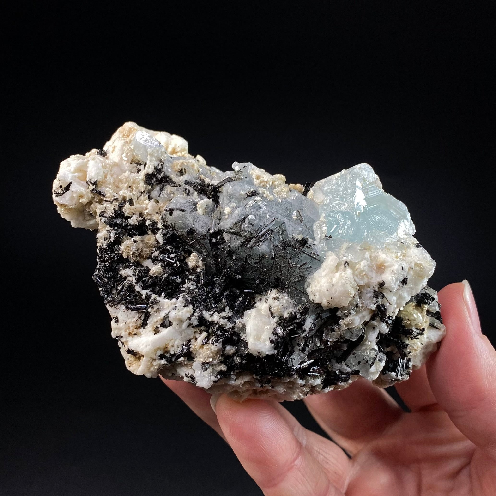 Aquamarine Crystals with Orthoclase and Black Tourmaline, Shigar Valley, Pakistan