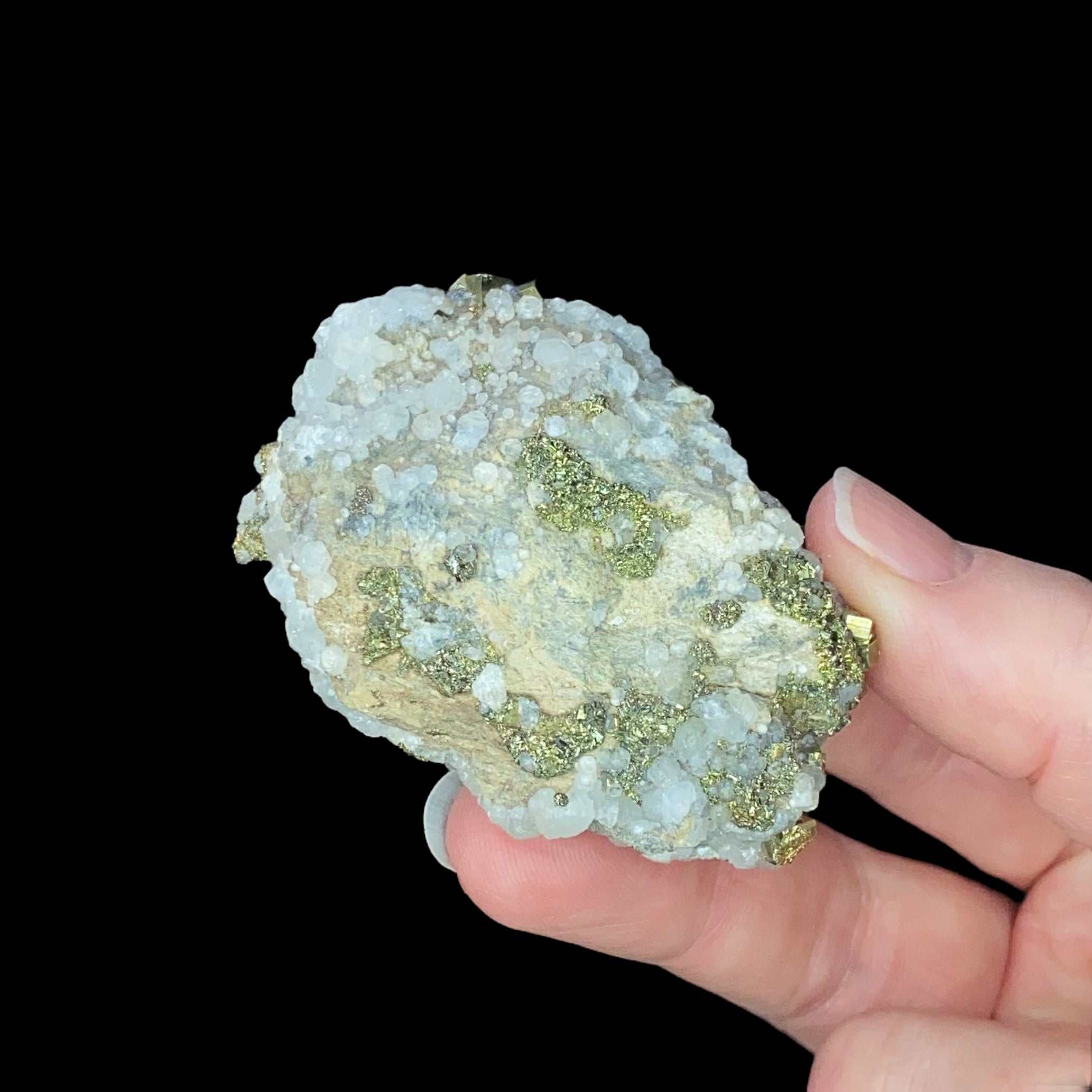 Fluorescent Calcite & Pyrite Cluster from Trepca Mine Complex, Mitrovica, Kosovo